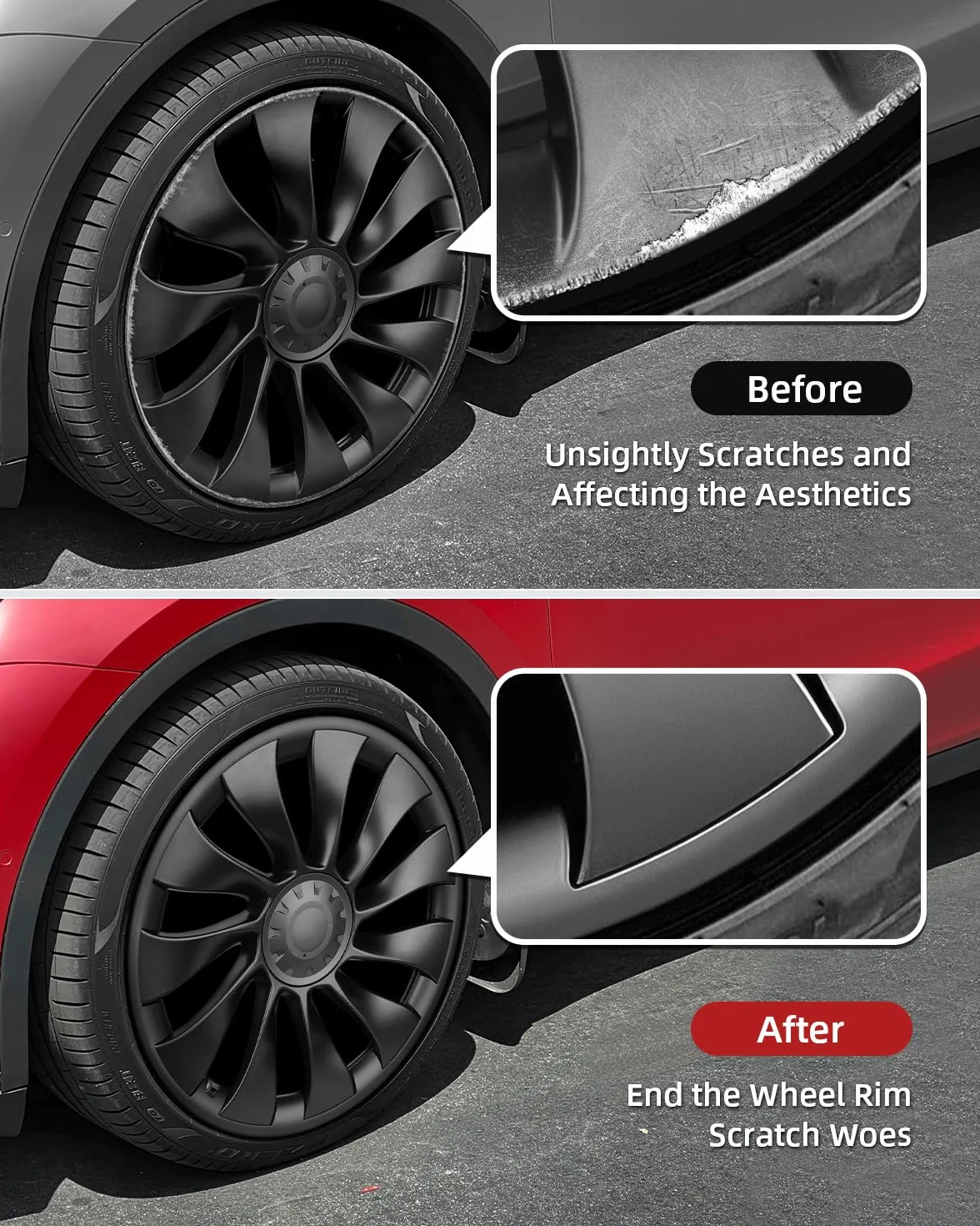 Tesla Model Y 21 Pollici Protezione Cerchio ABS Uberturbina Gunpowder 4 Pezzi