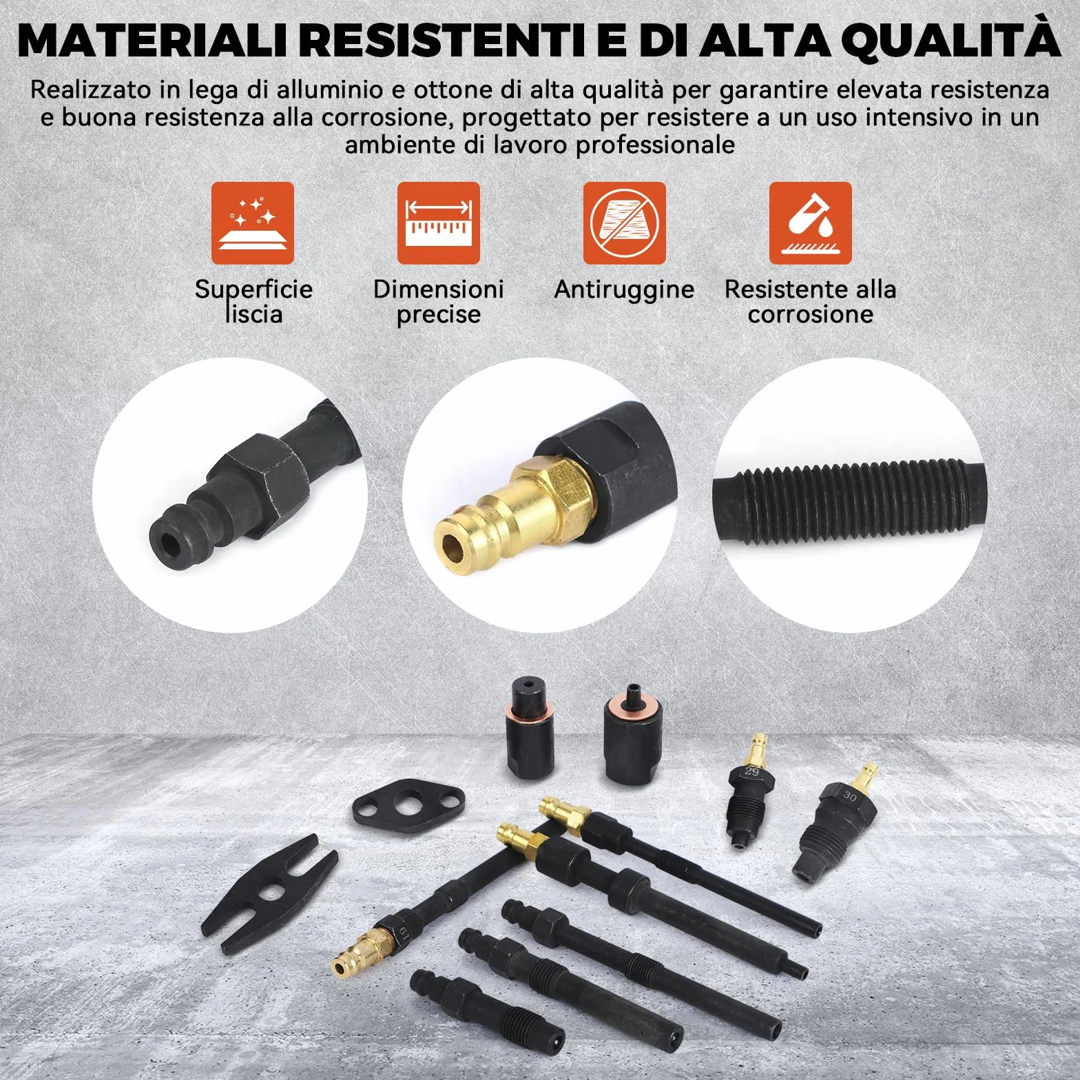 Set di 46 Tester di Compressione Professionale per Auto, Tester di Perdita di Pressione per Motori Diesel e Benzina con Adattatore per Auto, Camion, Moto