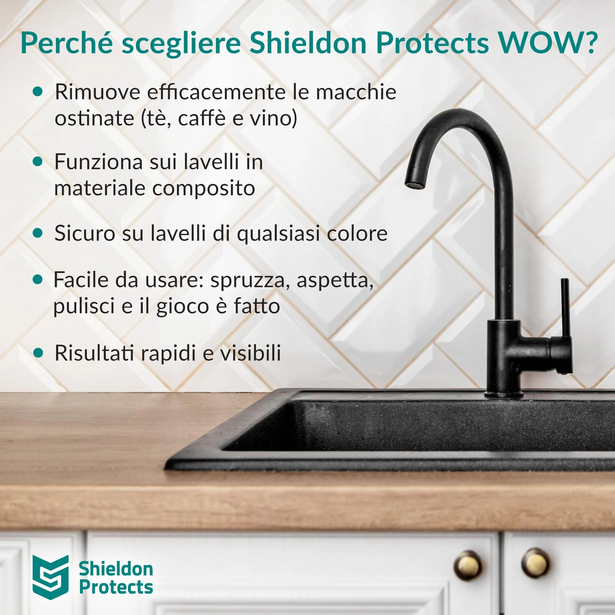 Shieldon Smacchiatore Spray per Lavelli Granito e Composito WOW 500 ml