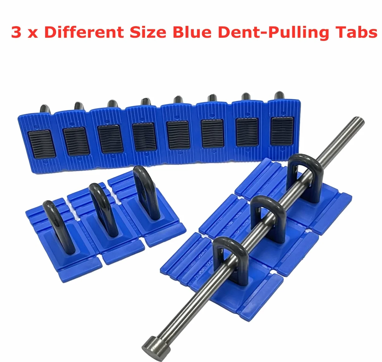 Attrezzi per riparazione ammaccature auto, kit senza vernice con manico e linguette colla gialla (blu)