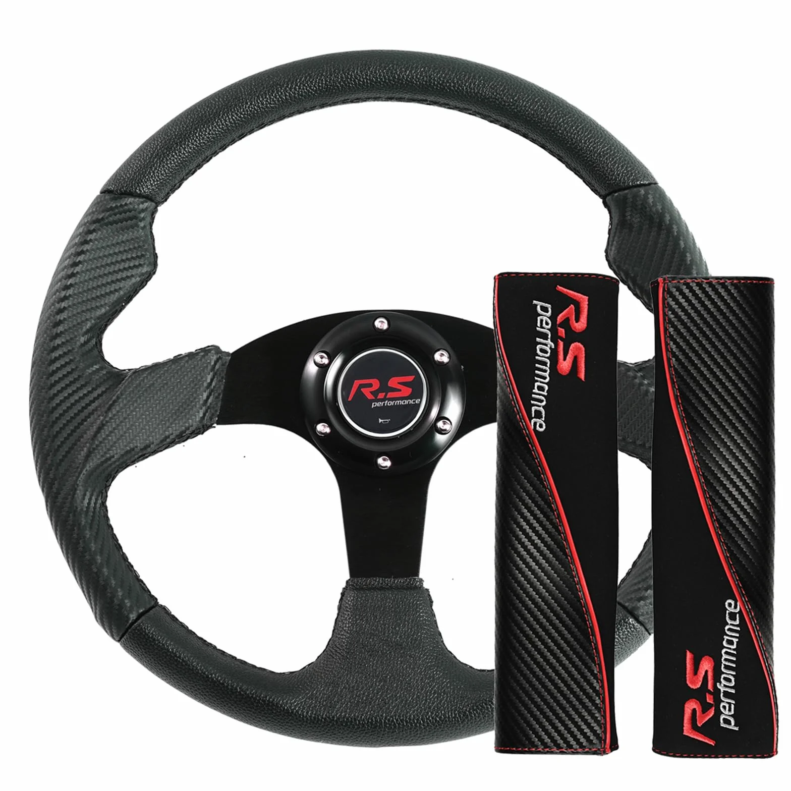 AUTOXBERT Volante 350mm 14" Pelle PVC Drift Rally Sport 6 Bulloni Clacson Universale per Corse