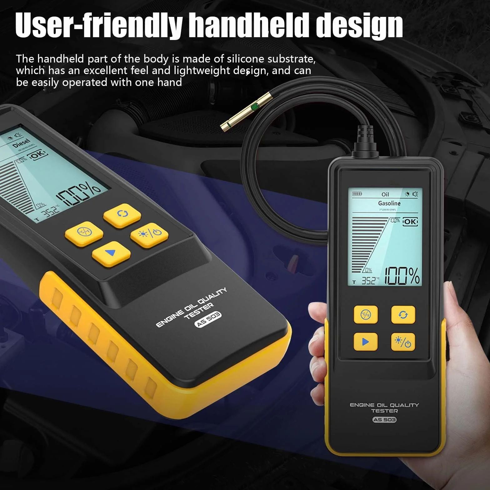 Tester Liquido Freni Digitale AS503 con Schermo LCD 2,8" e Sonda ad Alta Precisione