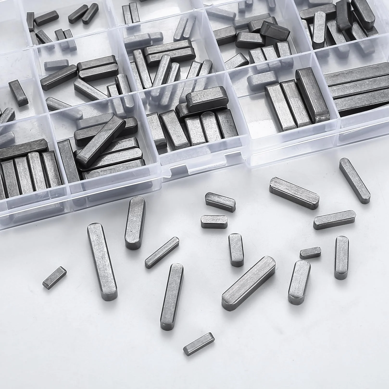 140 pezzi chiavette elastiche, set di chiavette a mezzaluna, chiavette elastiche da 3-4-5-6 mm, set di chiavette di trasmissione, kit assortimento puleggia volano albero motore (140pcs)