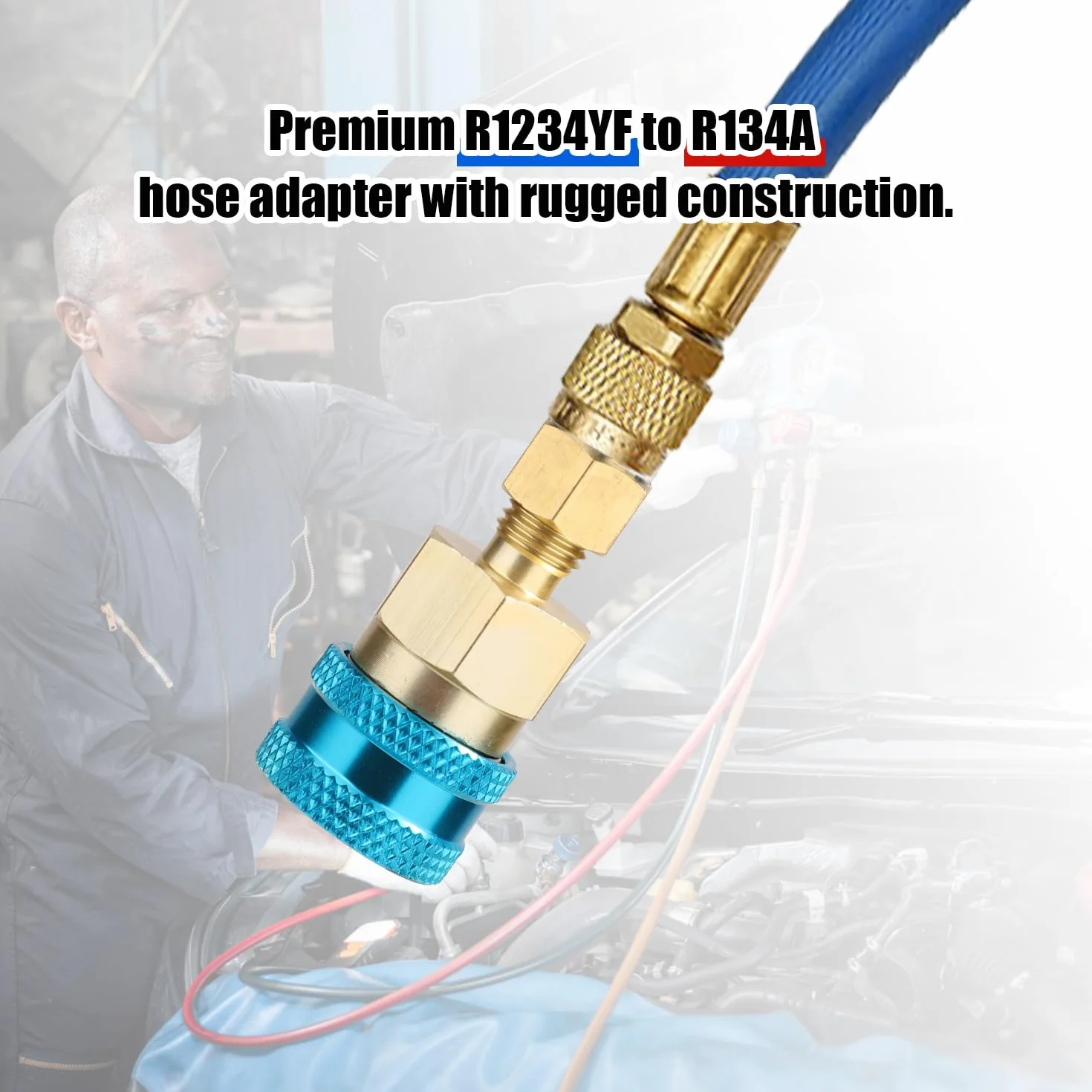 NQEUEPN 4 Pezzi Adattatore da R1234yf a R134a, Kit Adattatore da R1234yf da R1234yf a R134a Lato Alto e Basso Connettore Accoppiatore Rapido da R1234yf a R134a per Refrigerante Condizionatore d'Aria