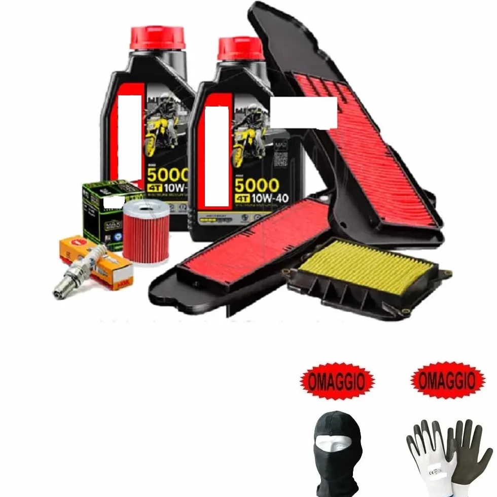 COMPATIBILE CON APRILIA SRV 850 ABS TAGLIANDO-MANUTENZIONE COMPLETO MOTORE MOTO CAMBIO LUBRIFICANTE 5000 10W40 4 TEMPI CON TECNOLOGIA HC-TECH+FILTRO OLIO+F.ARIA+CANDELA FAI DA TE