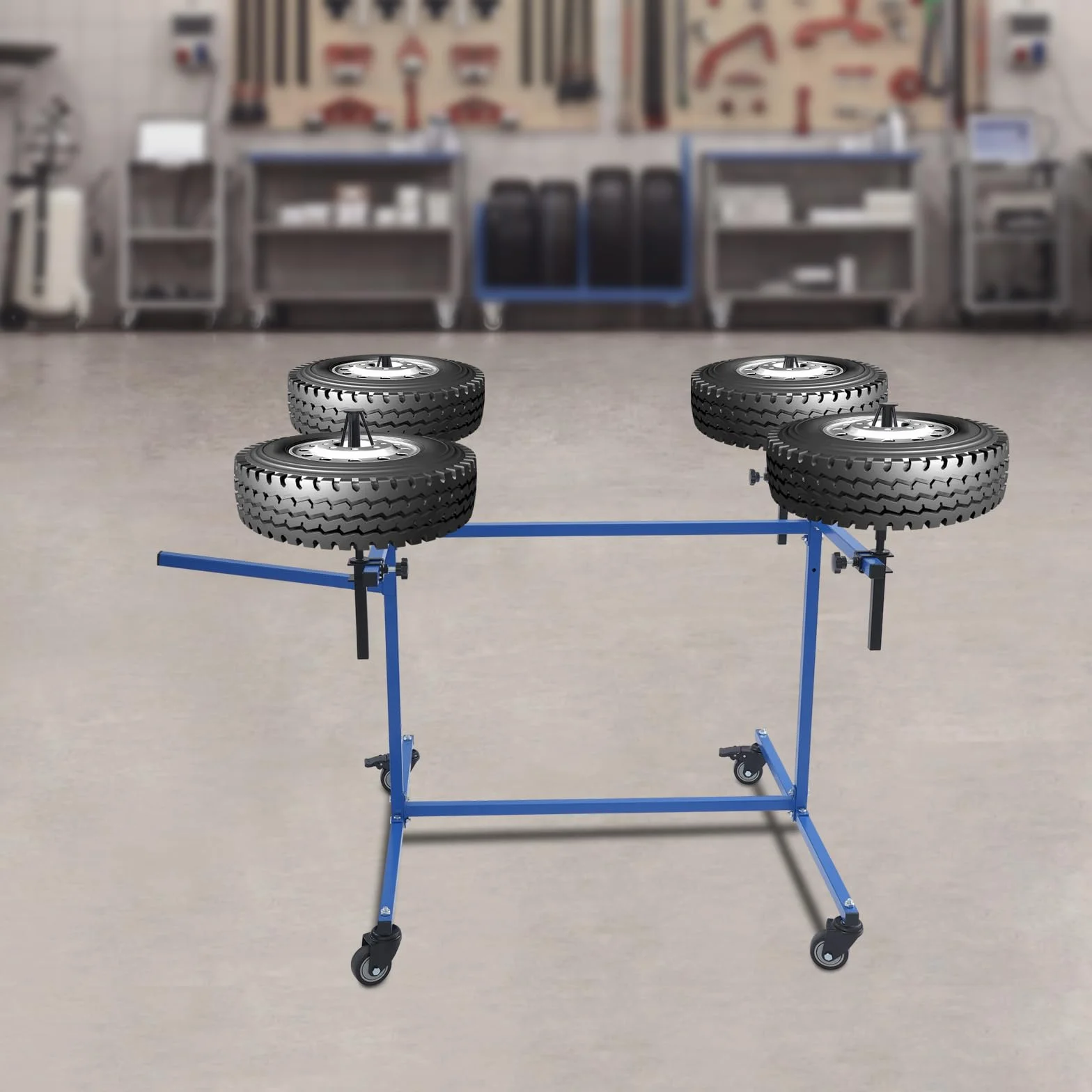 Supporto per verniciatura dei cerchioni, girevole a 360°, regolabile in altezza, con 4 ruote, supporto per verniciatura per cerchioni e parti di carrozzeria fino a 100 kg, per cerchioni auto