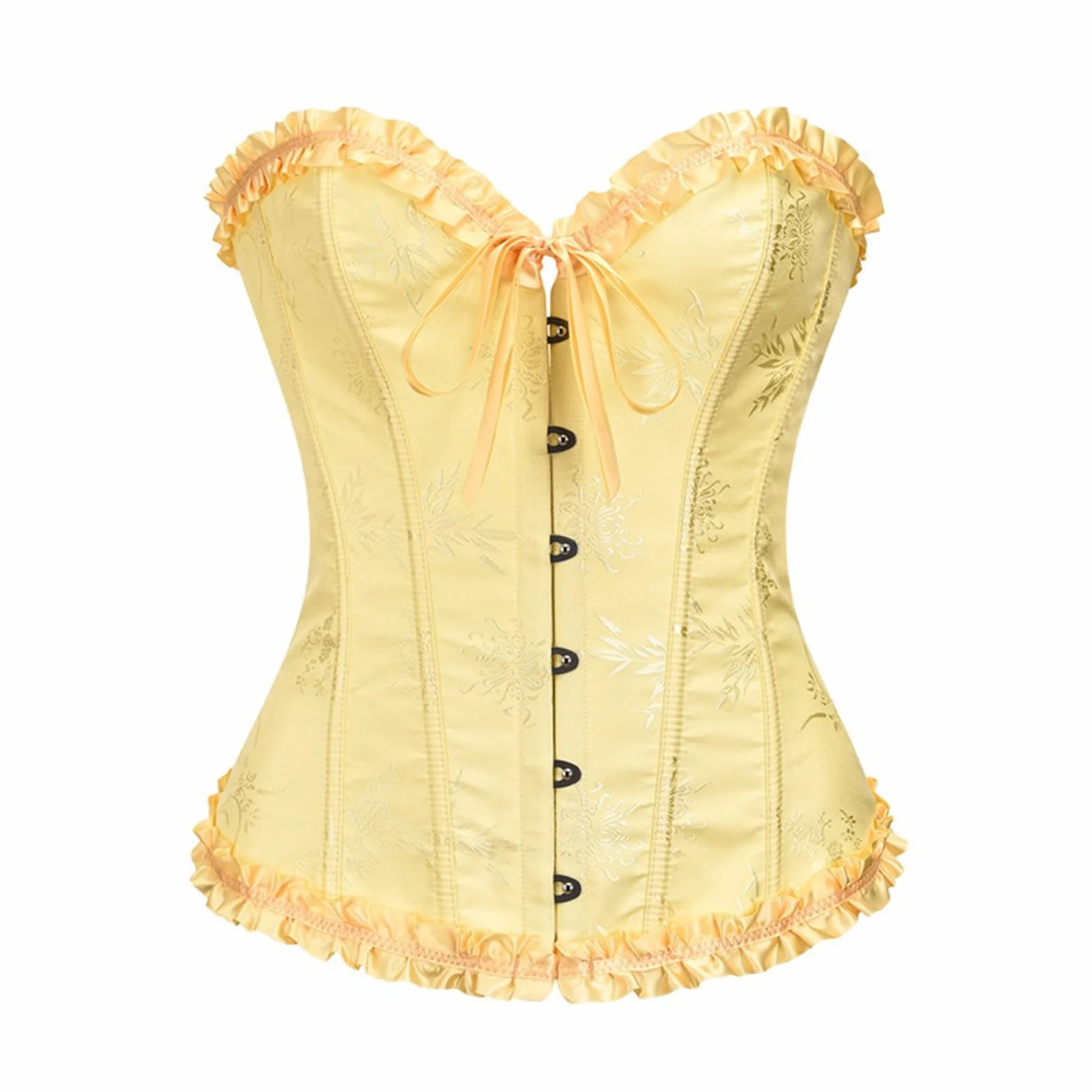 Bustier Floreale Overbust per Donna con Lacci e Stecche Corsetto Halloween