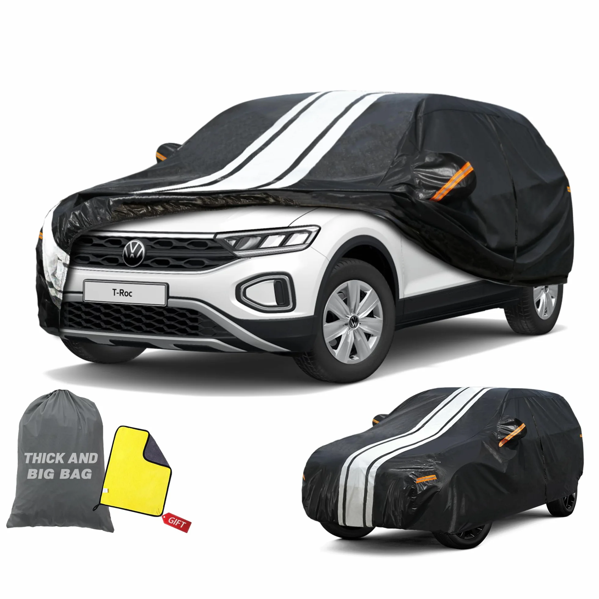 Cowtcver Telo Copriauto da Esterno Compatibile con Volkswagen T-Roc 2017-2026, Telo Copertura Impermeabile Anti-UV Anti Vento Antipolvere, Telo Copri con Cerniera e in Cotone.
