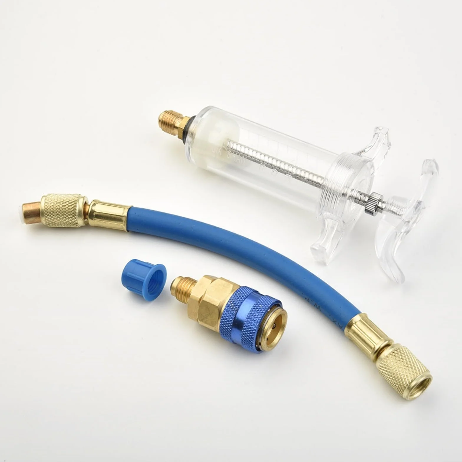 Iniettore olio tintura 30 ml accoppiatore rapido SAE lato basso 1/4 pollice distributore lubrificante compressore AC HVAC R134A
