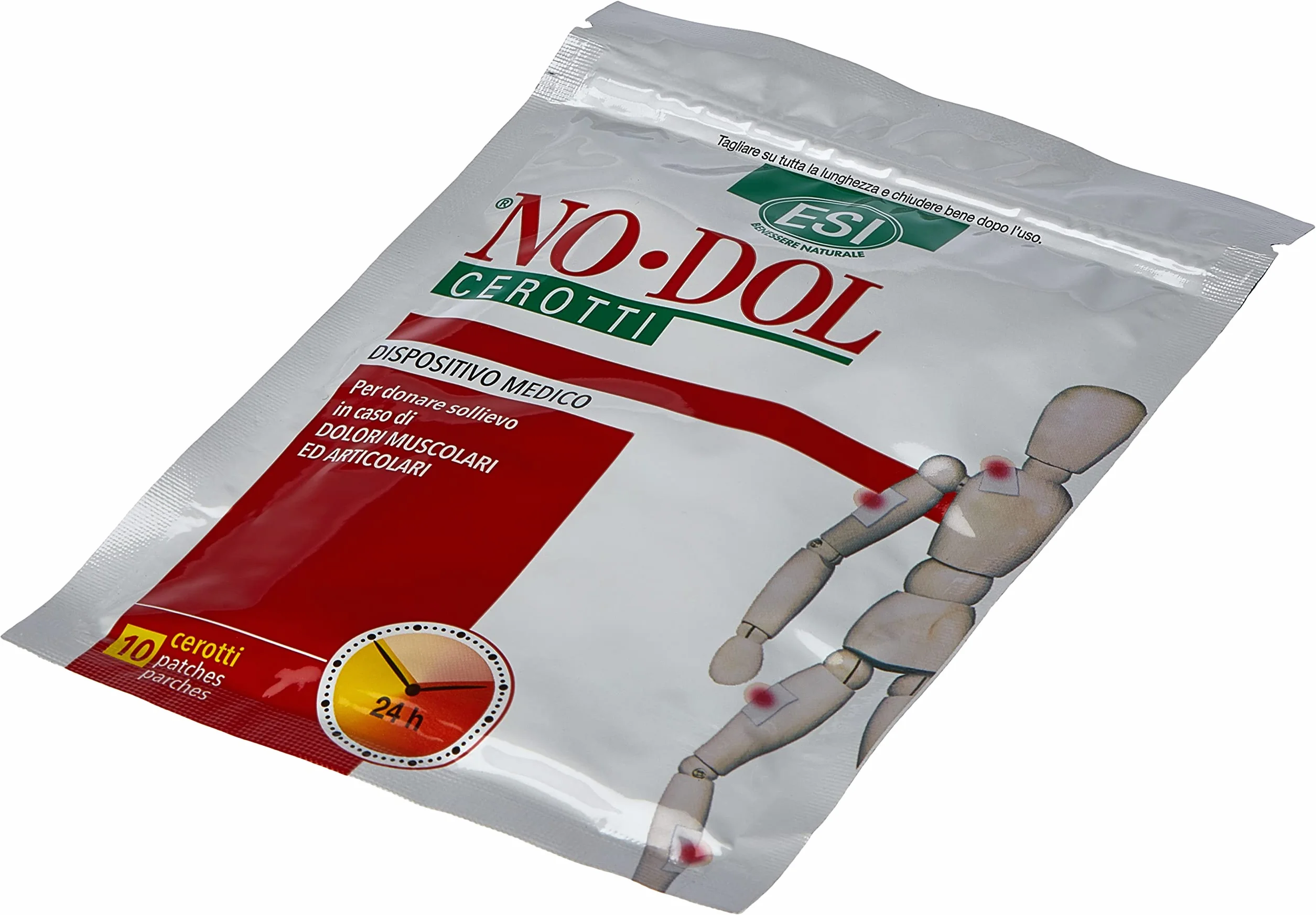 ESI No-Dol Cerotti con Arnica, Artiglio del Diavolo e Canfora, Allevia Dolori Muscolari e Articolari, 10 Pezzi