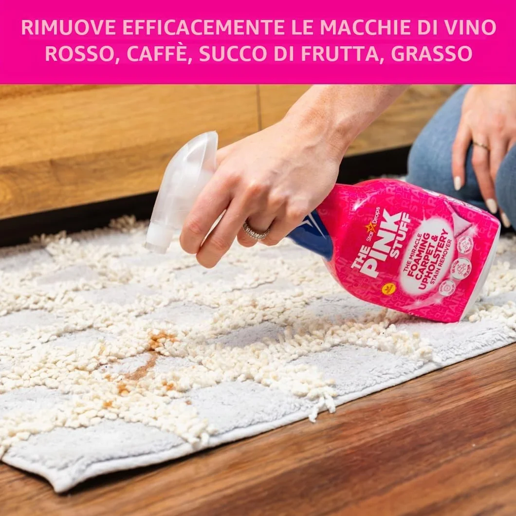 The Pink Stuff Miracle Smacchiatore in Schiuma per Tappeti e Tappezzeria, Formula Oxi