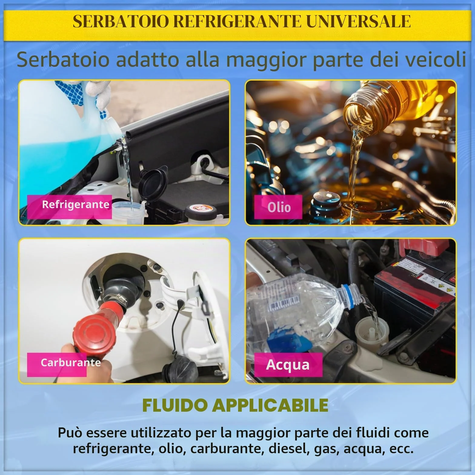 Serbatoio universale Coolant Overflow 2L Expansion Catch Can in alluminio lucidato
