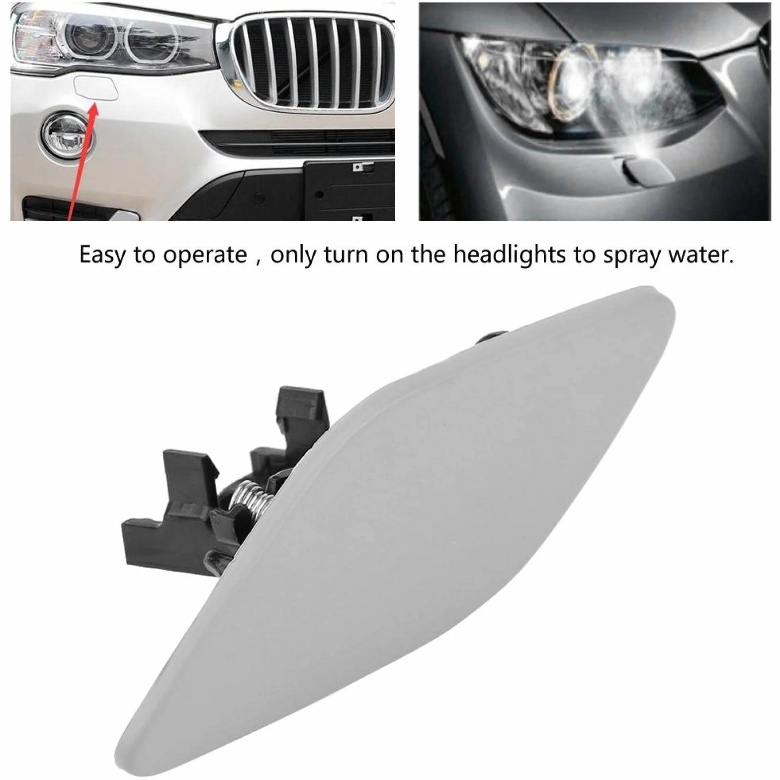 Tappo Lavafari Sinistro in ABS, Copertura Ugello Paraurti Anteriore per BMW Serie 3 E92 E93, Sostituzione Originale 6167717166