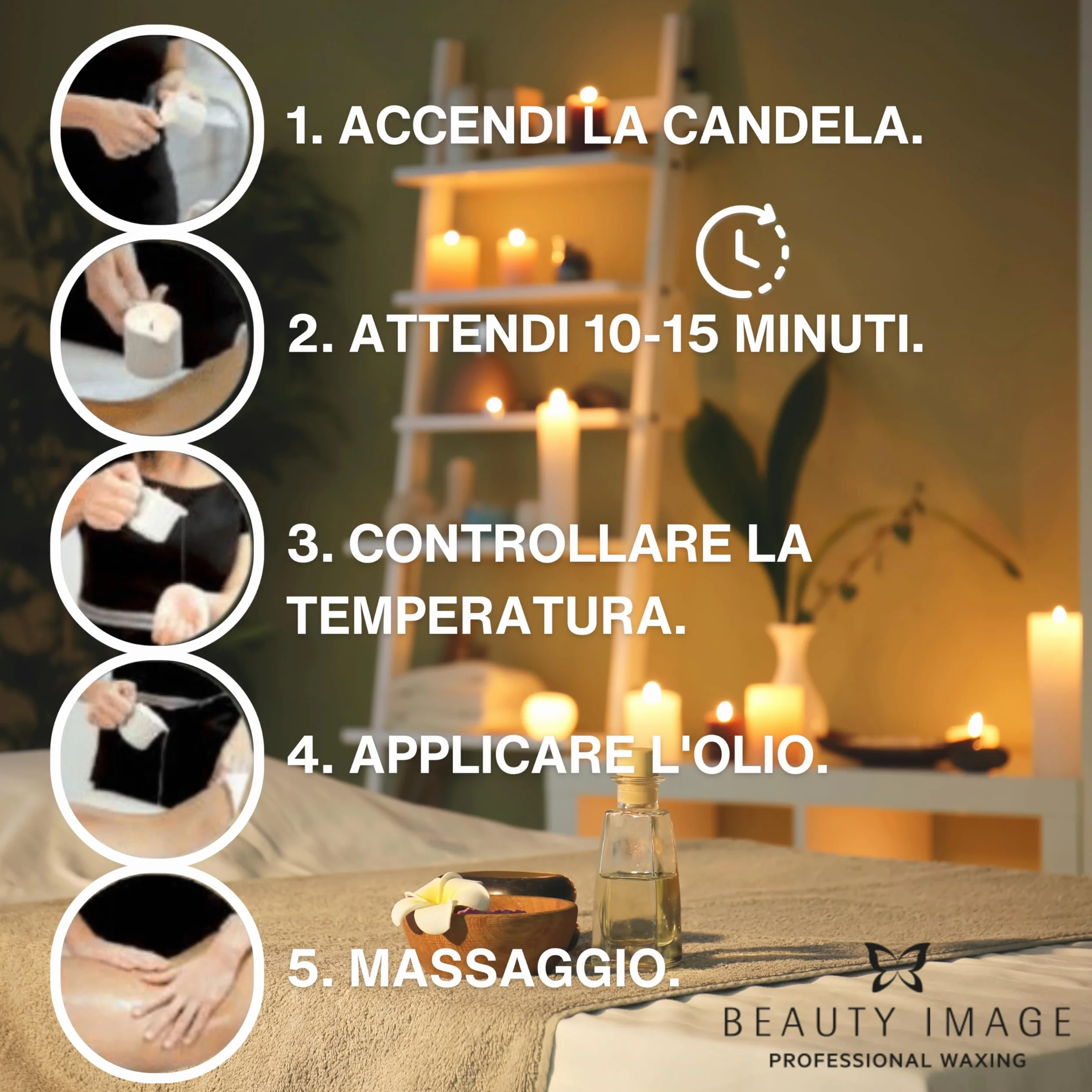 BEAUTY IMAGE Candela Massaggio Grande Frutto della Passione 80 g Olio Caldo Massaggi Professionali