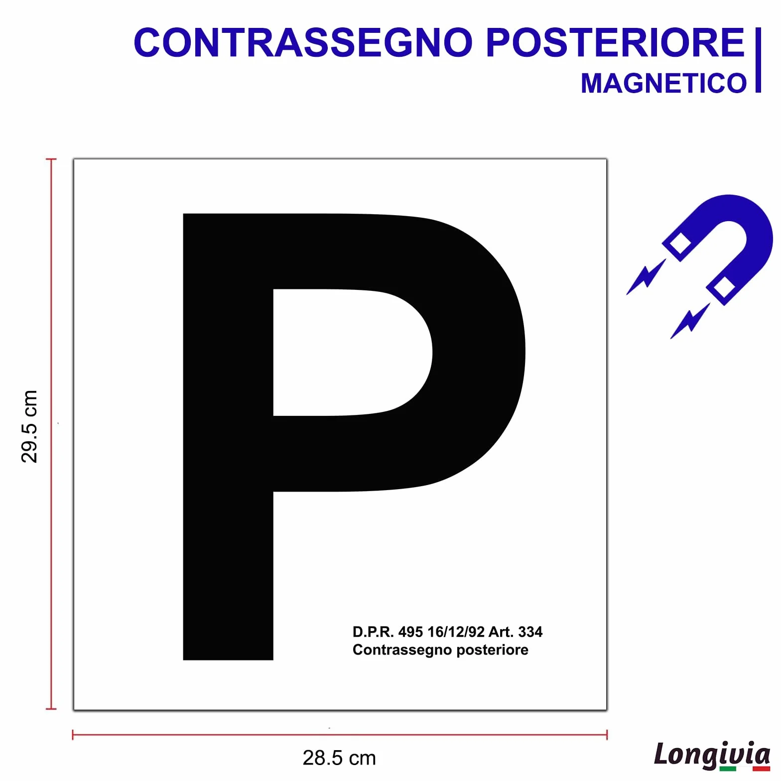 Lettera P di Principiante Magnetica Vinile Set 2 Pezzi Anteriore Posteriore Neopatentati Omologata Cartello Auto Esterni