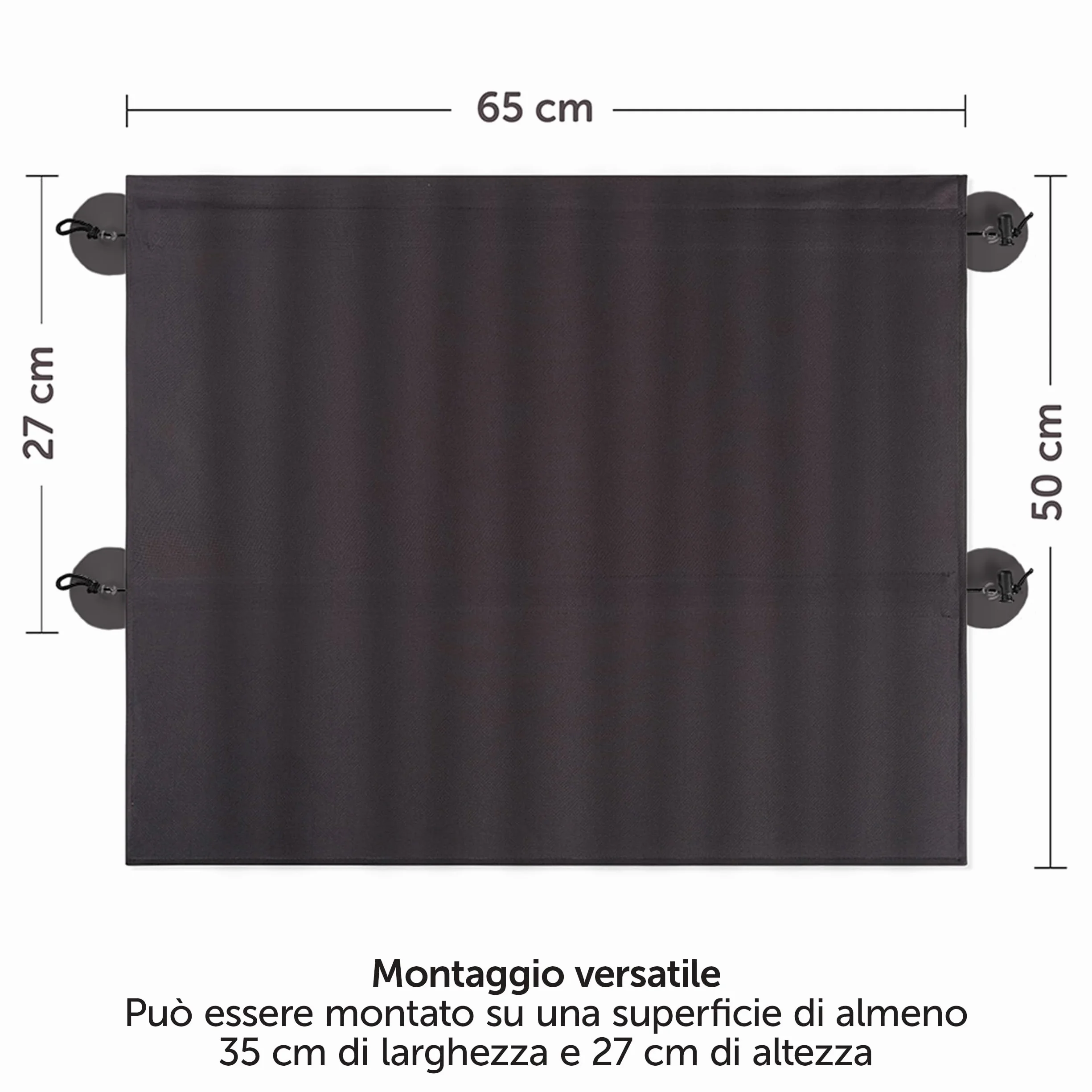 Zamboo - Tendine Parasole Auto Bambini con Ventosa, Protezione UV - 68 x 50 cm XXL - Tendine Auto Finestrini Laterali Grandi Oscuranti- Antracite Nero