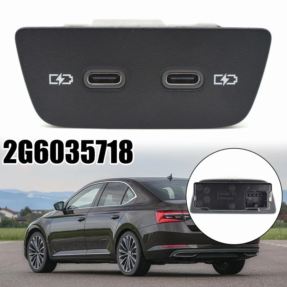 Pannello di ricarica USB-C Per ID3 Per 8 T-Cross Per T-ROC Per Polo con OEM 2G6035718 Interfaccia di Ricarica Auto Due Porte