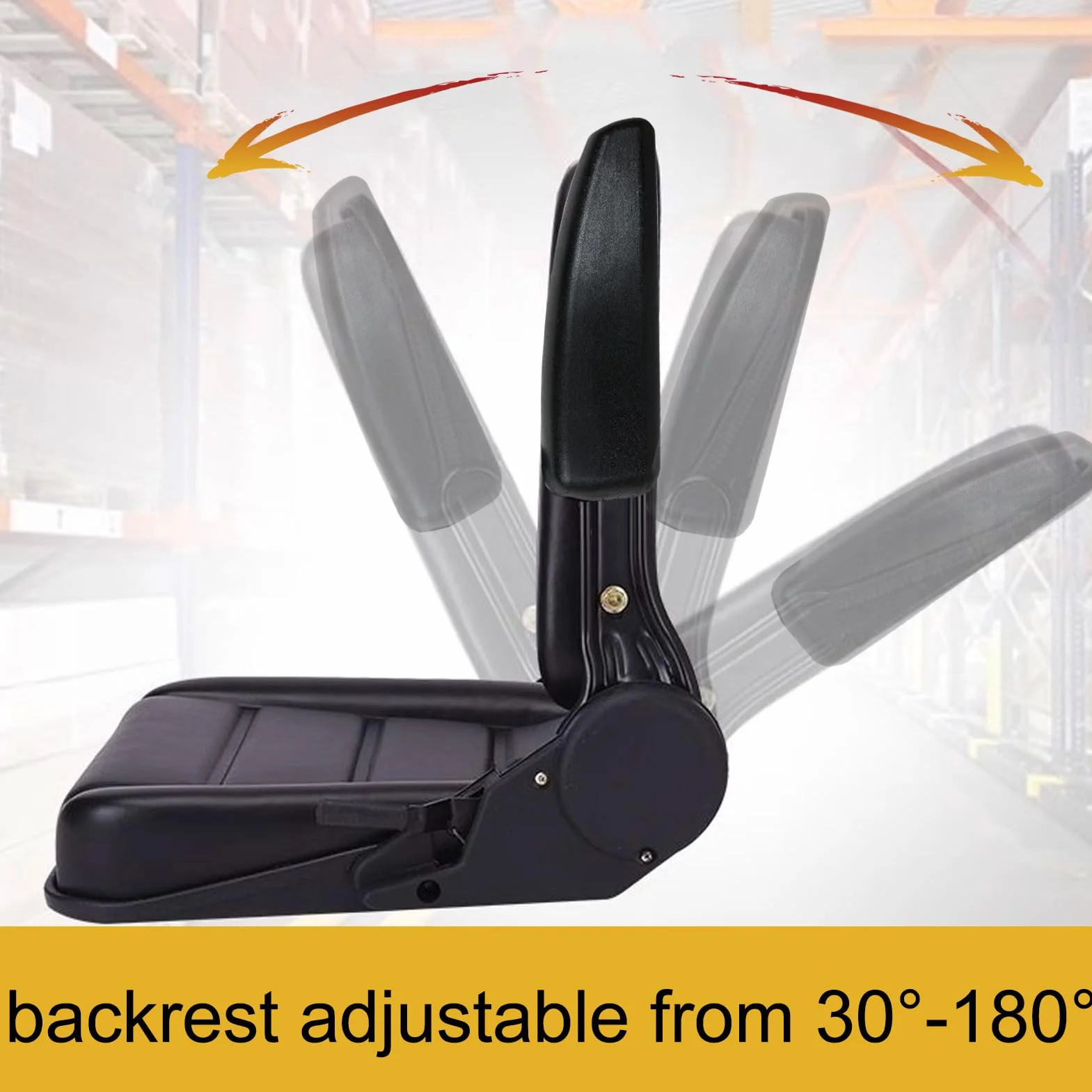 Universale Sedile Trattore, Nero Sedile Carrello Elevatore con Schienale Regolabile, Impermeabile Sedile Muletto con Binari Orizzontalmente y Braccioli, per Carrelli Levatori Escavatori