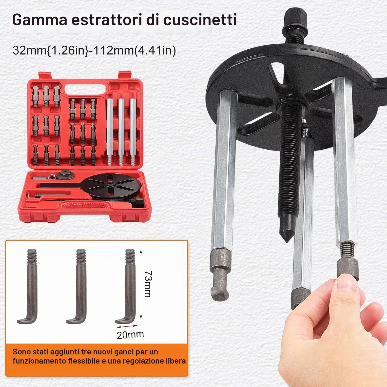 Gueenky 21 in 1 Set Estrattori per Cuscinetti Interni, 3 Ganasce Separatore Kit Smontaggio Cuscinetti