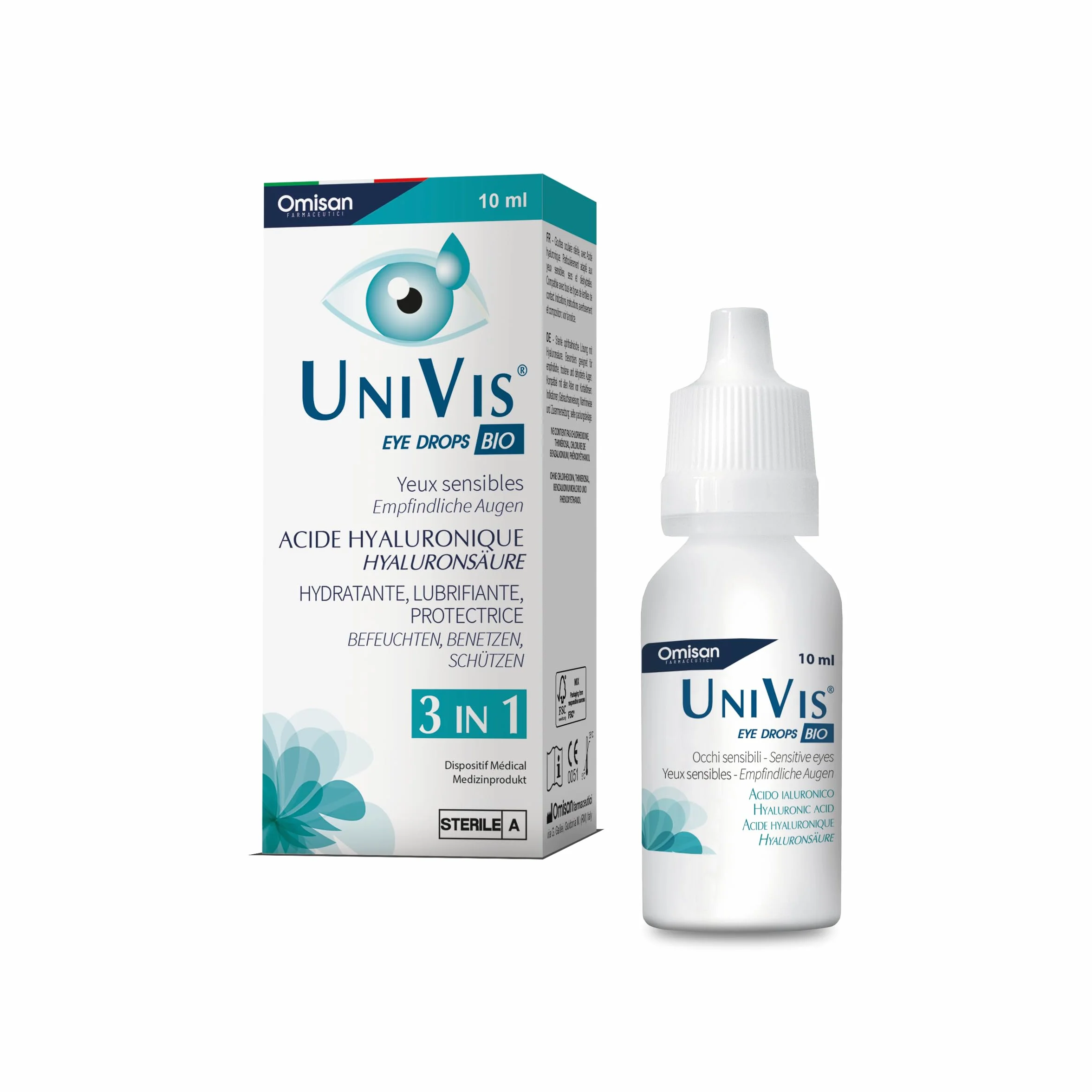 Univis Bio 3in1 Collirio Sterile Idratante Lubrificante Protettivo Acido Ialuronico 10 ml