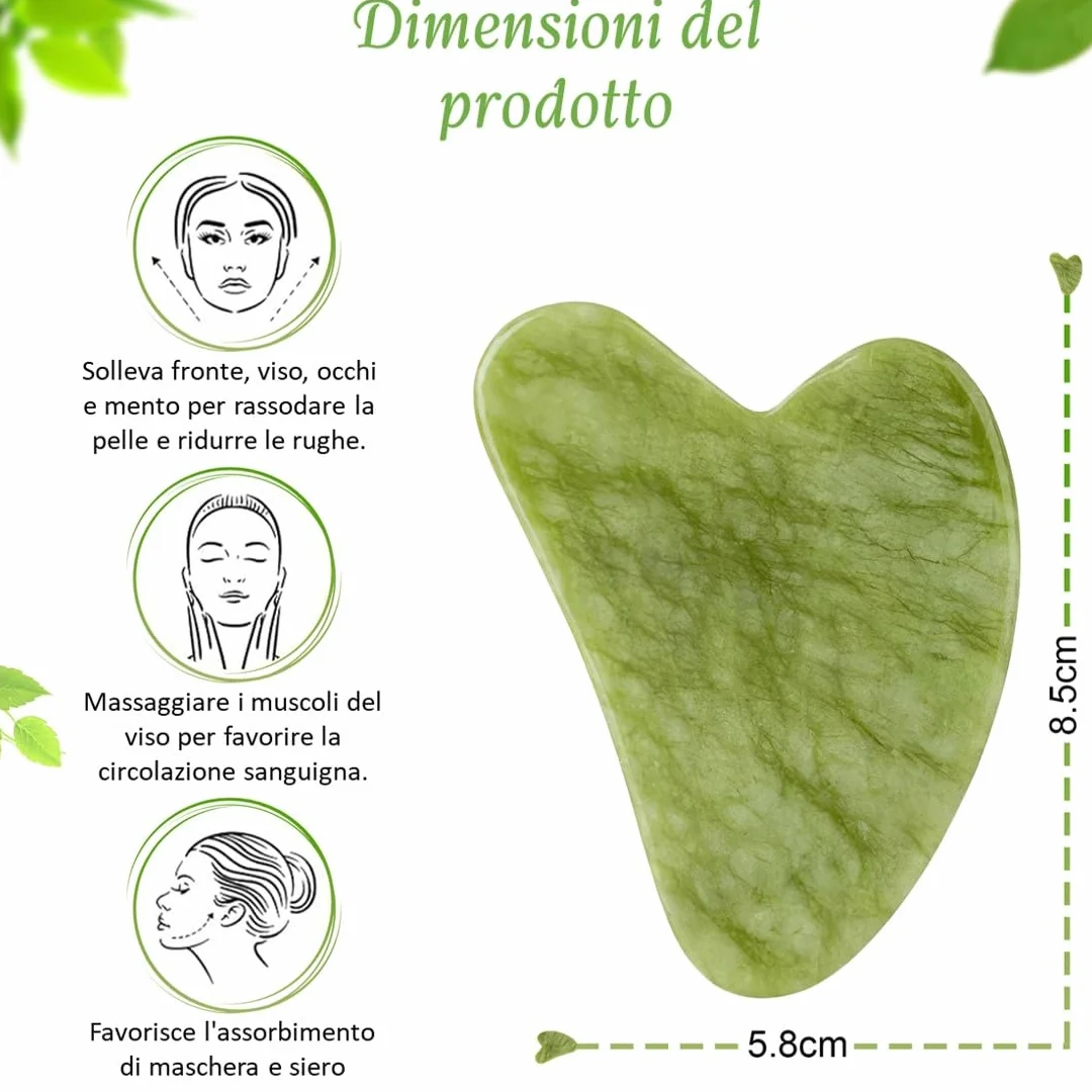 Gua Sha Naturale Pietra di Giada Massaggiatore Viso Corpo Rassodante