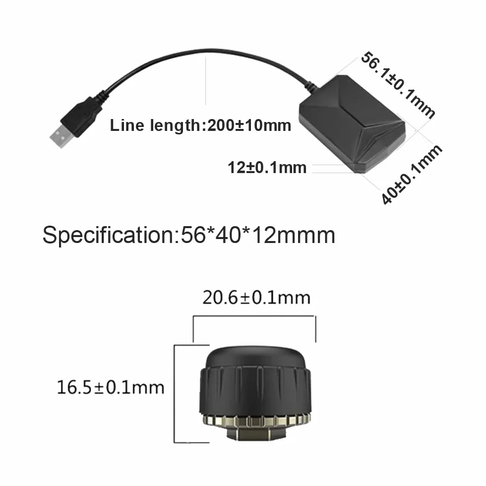 ATOTO AC-UTP1 USB TPMS Sensori di monitoraggio della pressione dei pneumatici Sistema (sensore esterno) - specificato per ATOTO A5 / A6 / S8 / P9 / X10