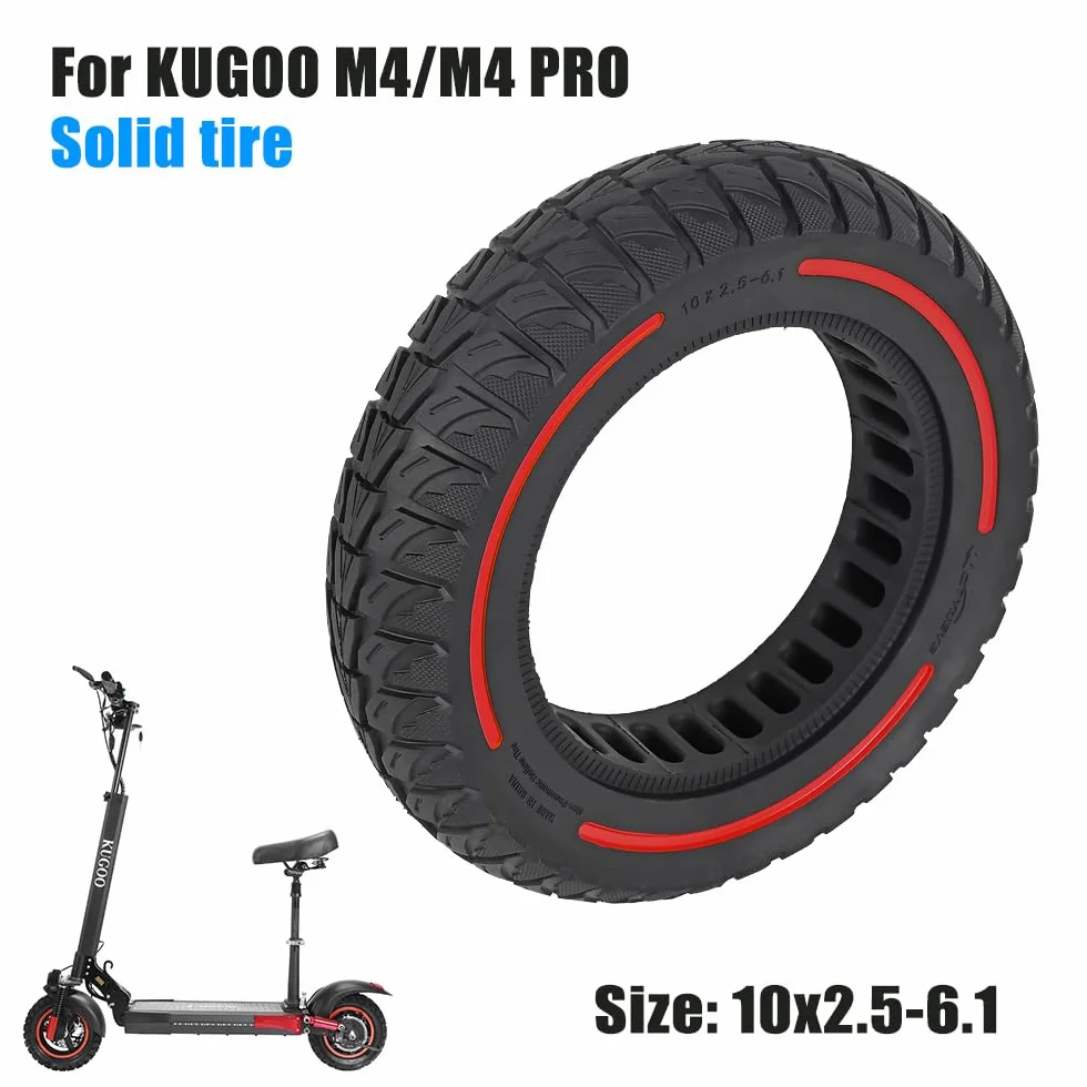 10 x 2,5 – 6,1 ruote di ricambio, pneumatici solidi da 10 pollici, per scooter elettrico KUGOO M4/M4 Pro, pneumatici di ricambio anteriori/posteriori, pneumatici pieni, antiscivolo