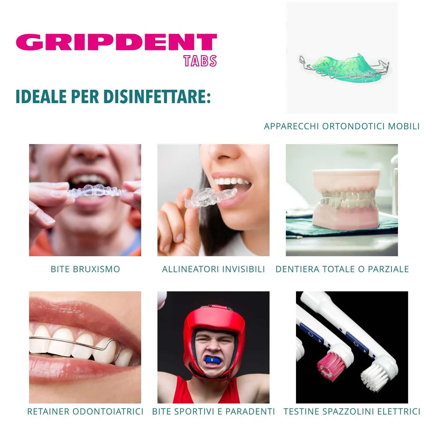 Gripdent Tabs 54 Compresse disinfettanti per dentiere, bites, paradenti
