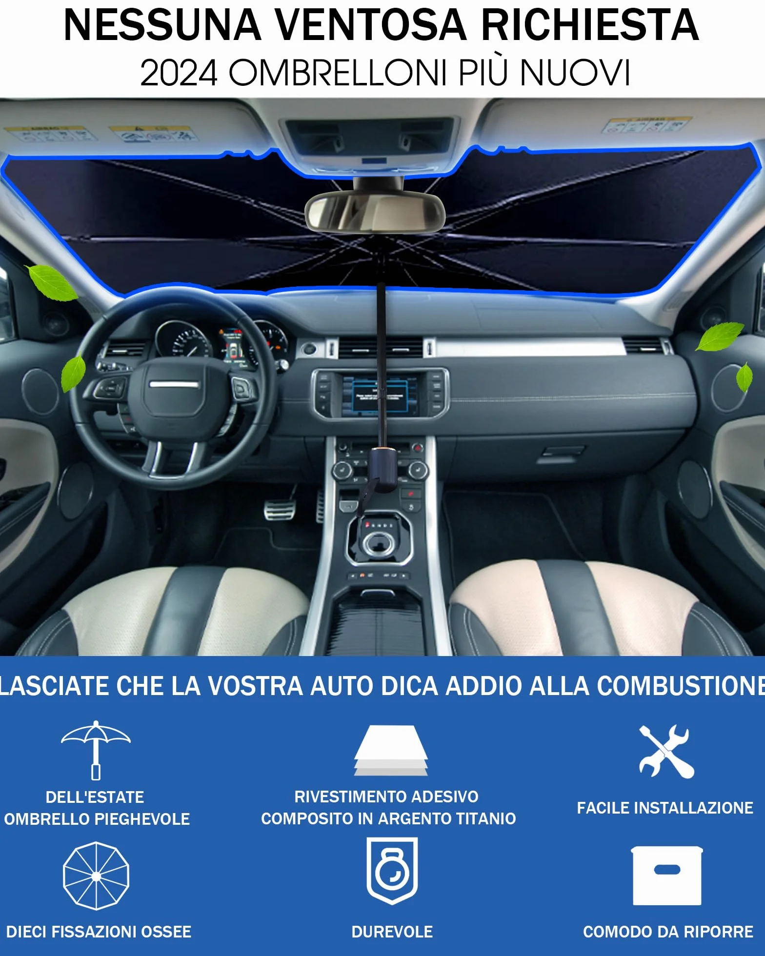 Parasole Auto Parabrezza Pieghevole Universale Blocca 98,6% Raggi UV Protezione