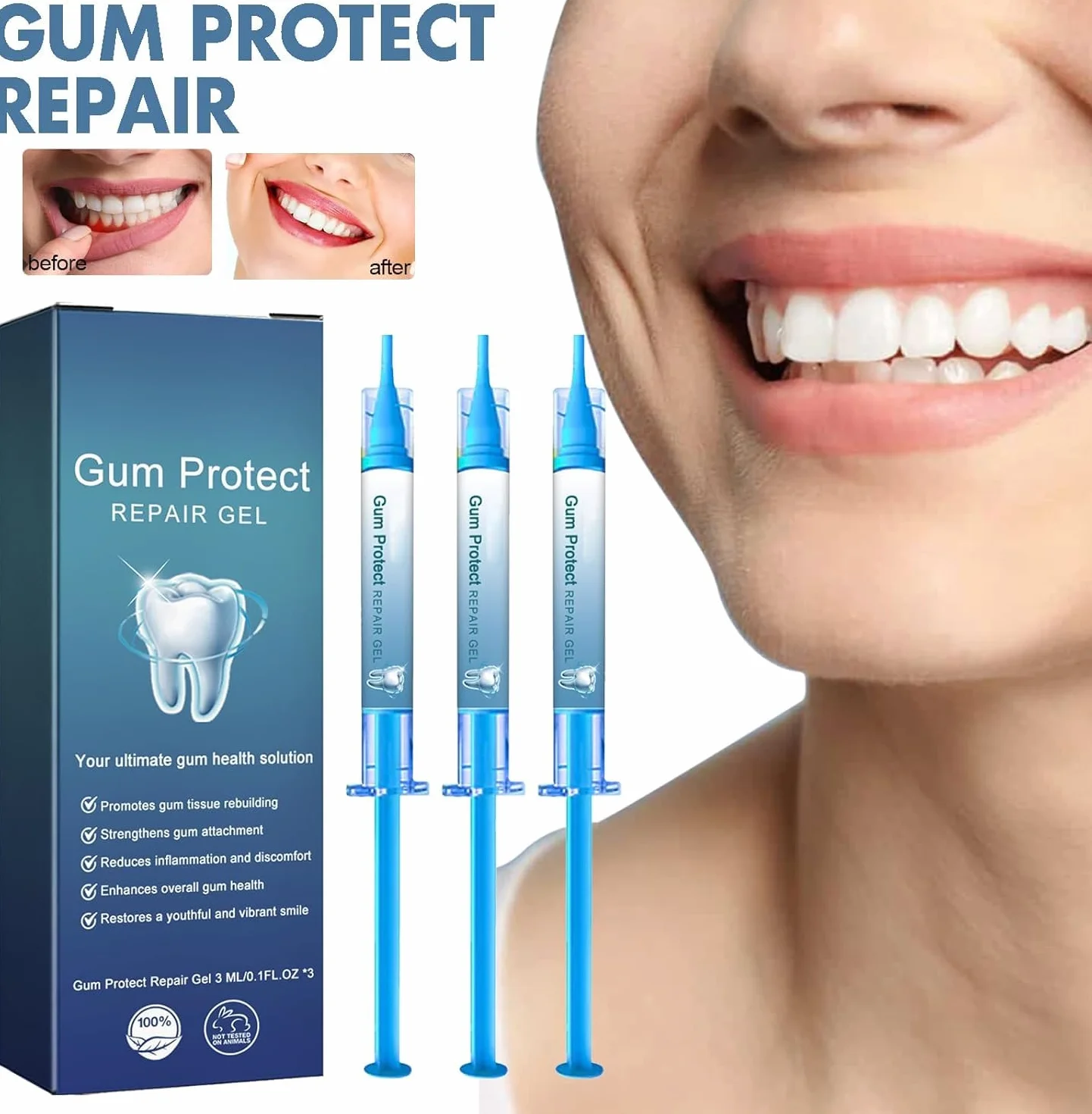Gel Topico Rigenerazione Tessuti Orali Crescita Gengiva Protezione Salute Gengive 6pc