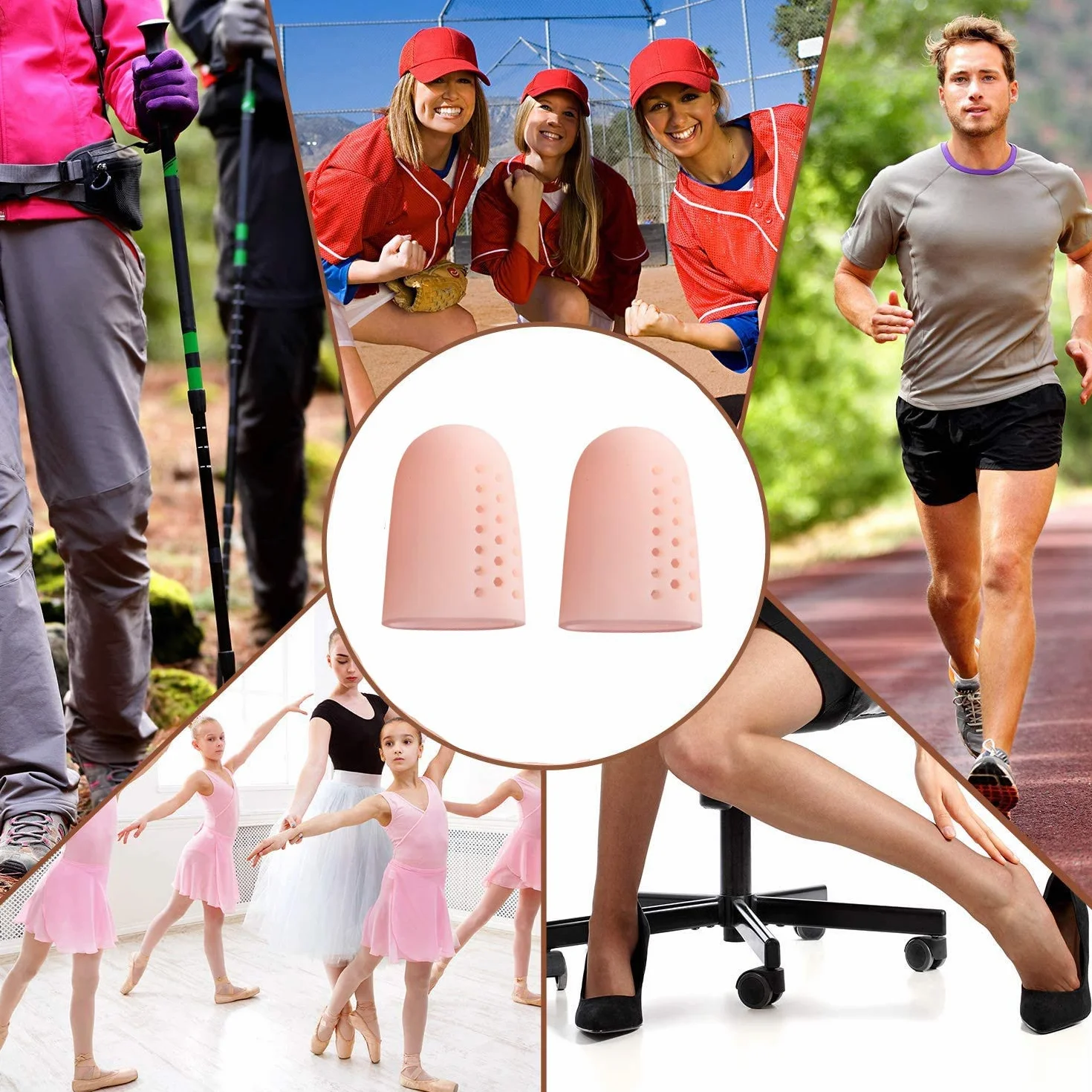 Copri Alluce Silicone 10 Pezzi Proteggi Alluce Calli Vesciche Unghie (Beige)