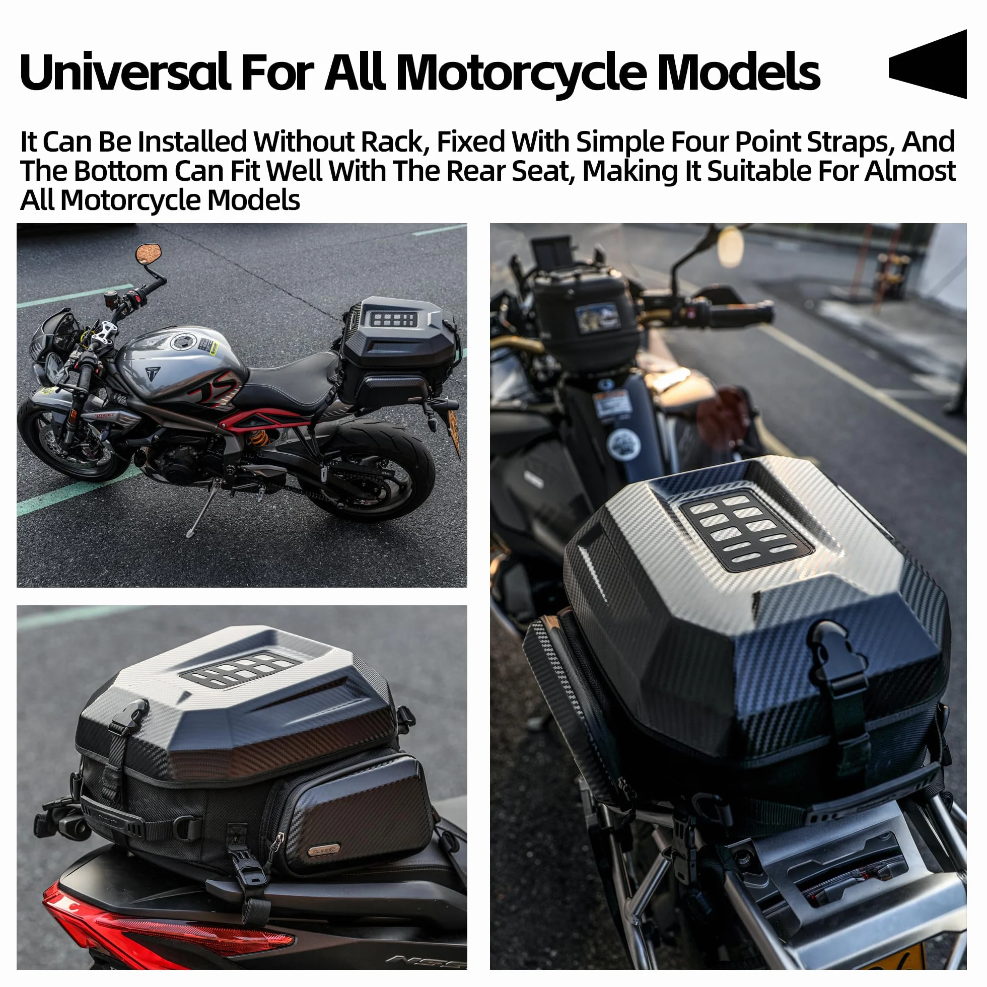 Rhinowalk - Borsa da moto per sella posteriore, borsa da viaggio espandibile per casco da moto, 23L-35L, impermeabile per ogni tempo/bagagliaio/portapacchi con cinghie per sissy bar - Nero opaco