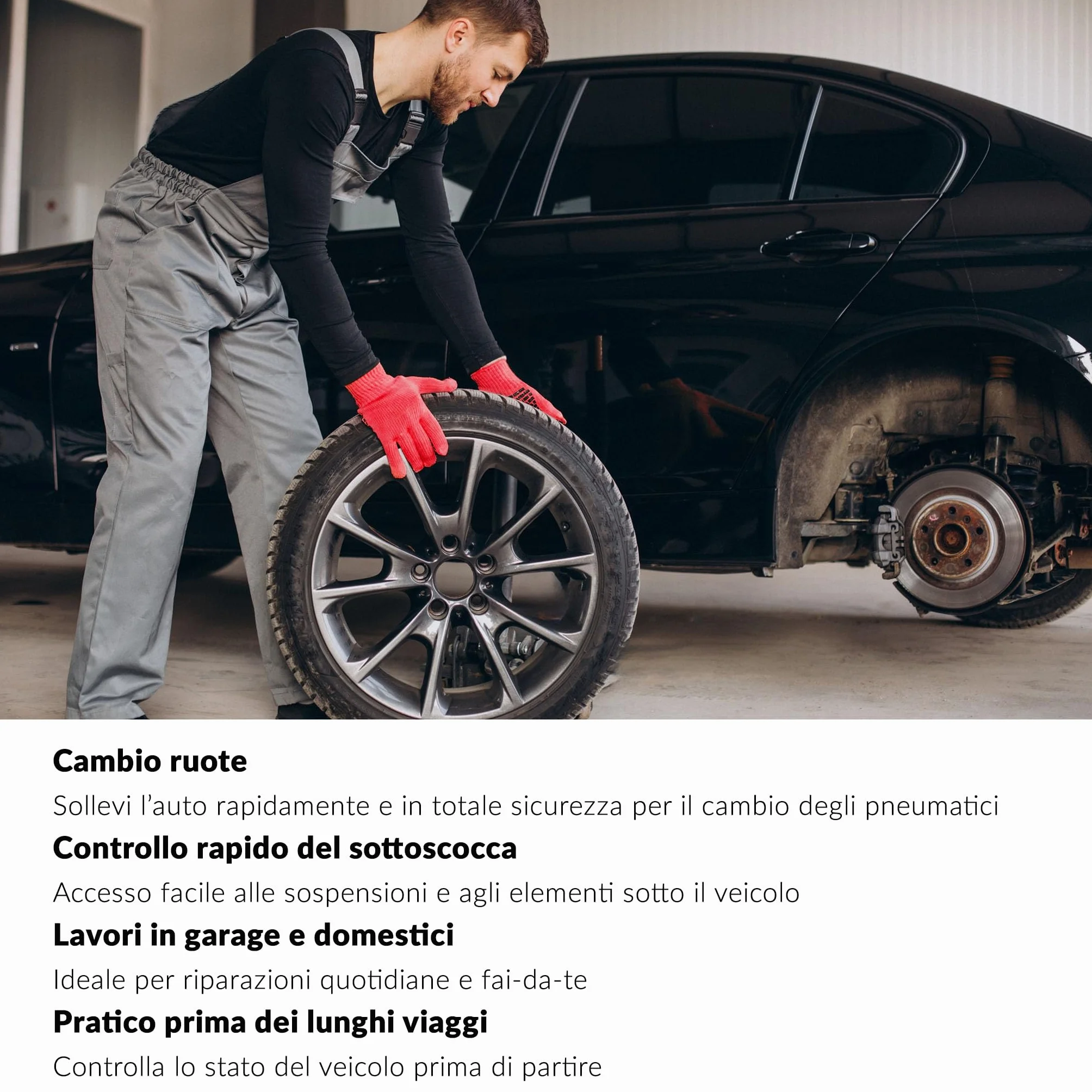 LEHMANN Cric a piombo idraulico 2500 kg carrello gomma cambio gomme officina