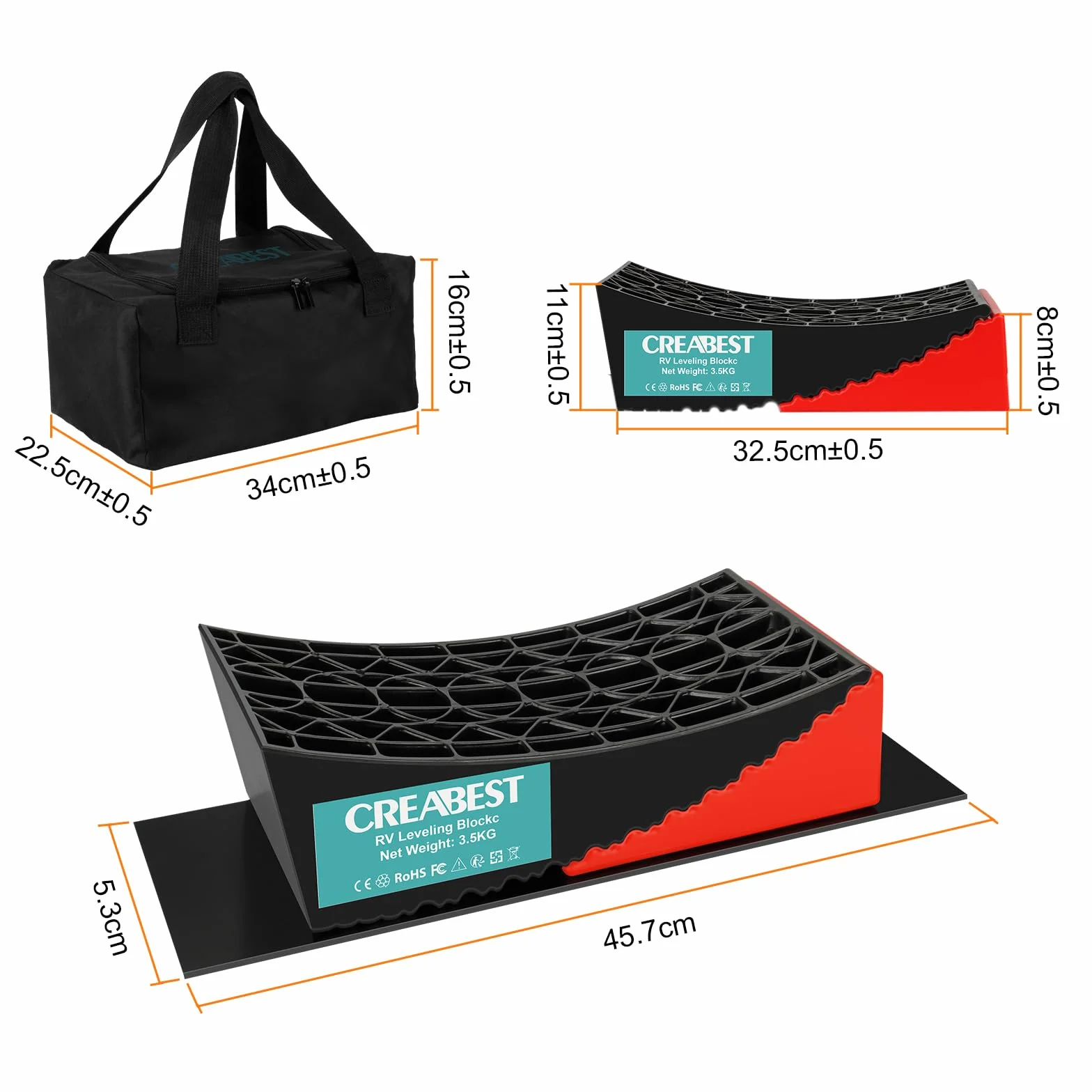 Exmate Set di 2 livellatori per camper, livellatore curvo con cunei per rimorchi da viaggio, livellamento leggero e senza passaggi