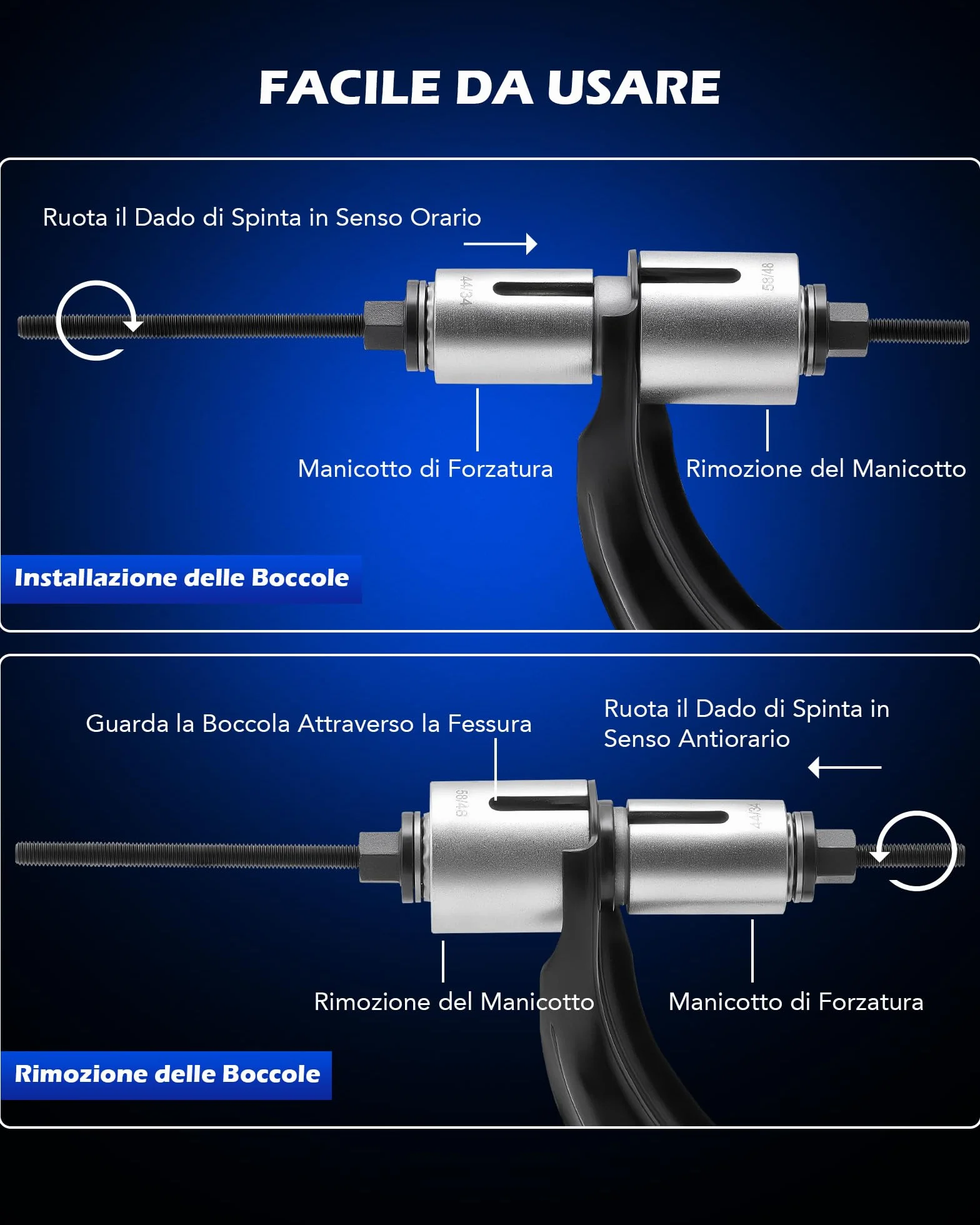 Orion Motor Tech 27 Pezzi Set Estrattore Silent Block Boccole con 22 Manicotti Pressatura 5 Mandrini Dadi Kit Rimozione Boccole Cuscinetti Tenuta Auto Camion
