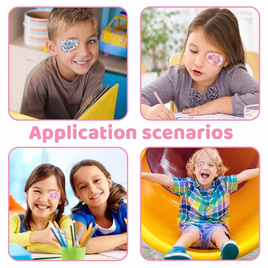 Bende Oculari per Bambini 27 Pezzi Benda Occhio Pigro Adesiva in Cotone Blocca Luce 9 Stili