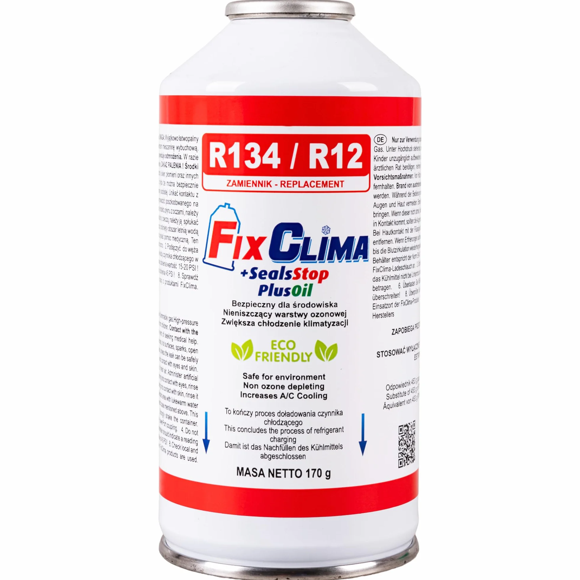 FixClima R134A SealsStop + PlusOil - Gas di riempimento per aria condizionata per auto 1994-2016, con tubo, sigillante 3 in 1 e adattatore, confezione doppia