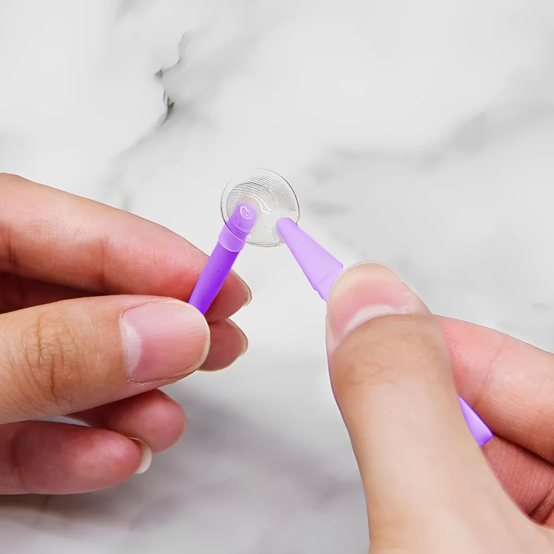 Applicatore Lenti a Contatto Pinzette Ventosa Rimozione Strumenti 2 Pezzi Rosso Viola