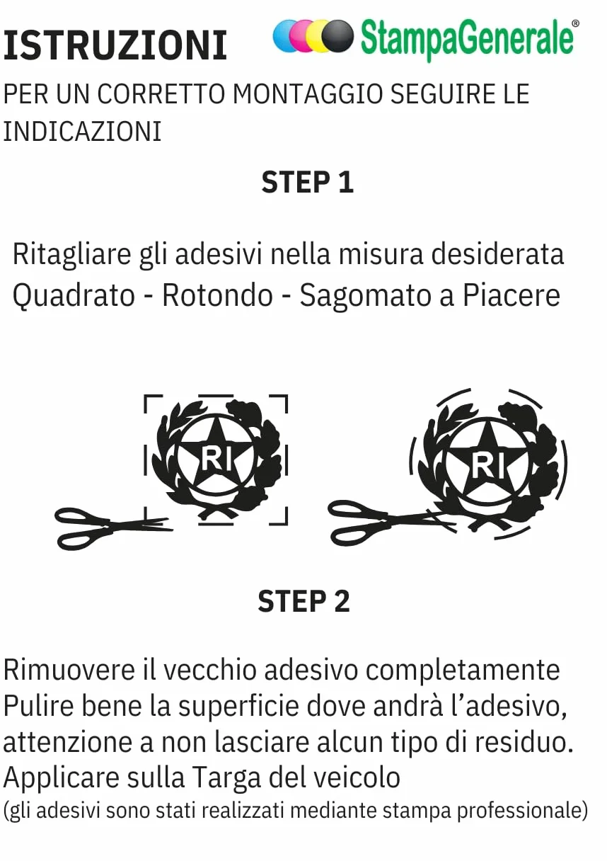 StampaGenerale® 12 Pz Bollino Adesivo per Targa Auto e Moto PVC Resistente Impermeabile 13x13 mm