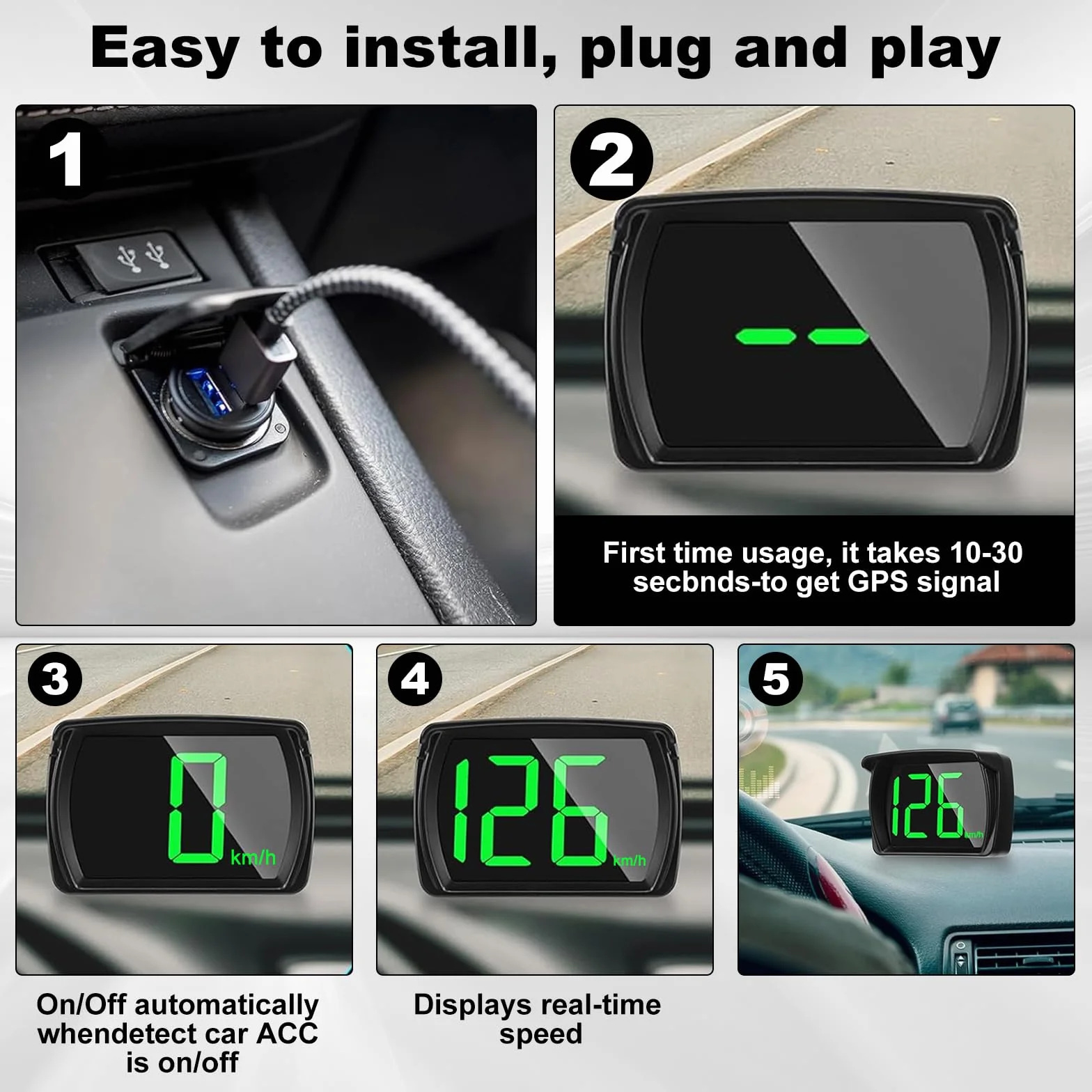 Head Up Display Auto HUD Tachimetro Digitale Universale con GPS Beidou Dual Chip