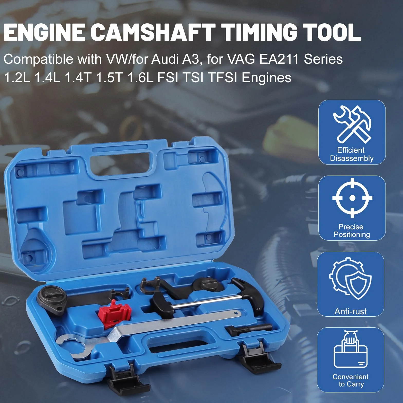 lalago 6pcs Strumento per Regolazione del Motore, Motori Cinghia Dentata per Alberi a Camme, Attrezzo Messa in Fase Compatibile con VW/A3, per VAG EA211 Serie 1.2L 1.4L 1.4T 1.5T 1.6L FSI TSI TFSI