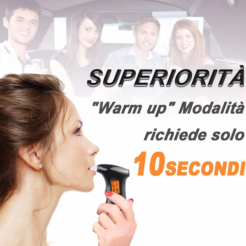 Etilometro Portatile, Alcol Test Portatile Digitale Professionale con Display a LED Incluso 10 ugelli, Nero (Alcool Test Portatile)