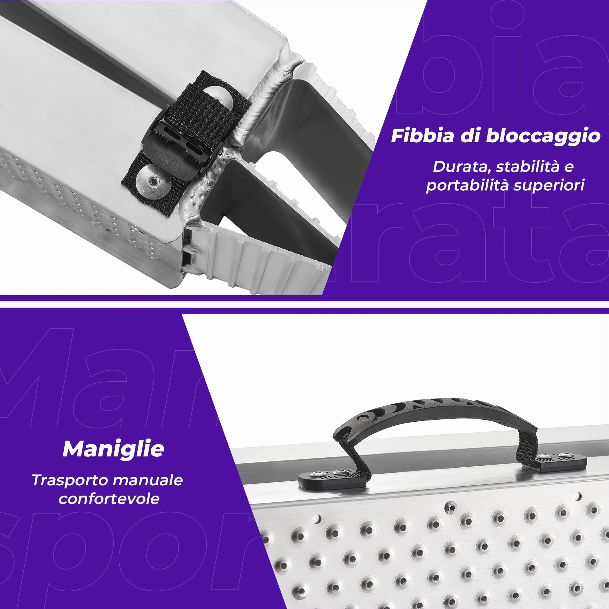 FACHNUO Rampa pieghevole in alluminio, 228 x 28 cm, portata 340 kg, per moto, quad, pick-up con manico portatile, superficie antiscivolo, salvaspazio (1 pezzo, argento)