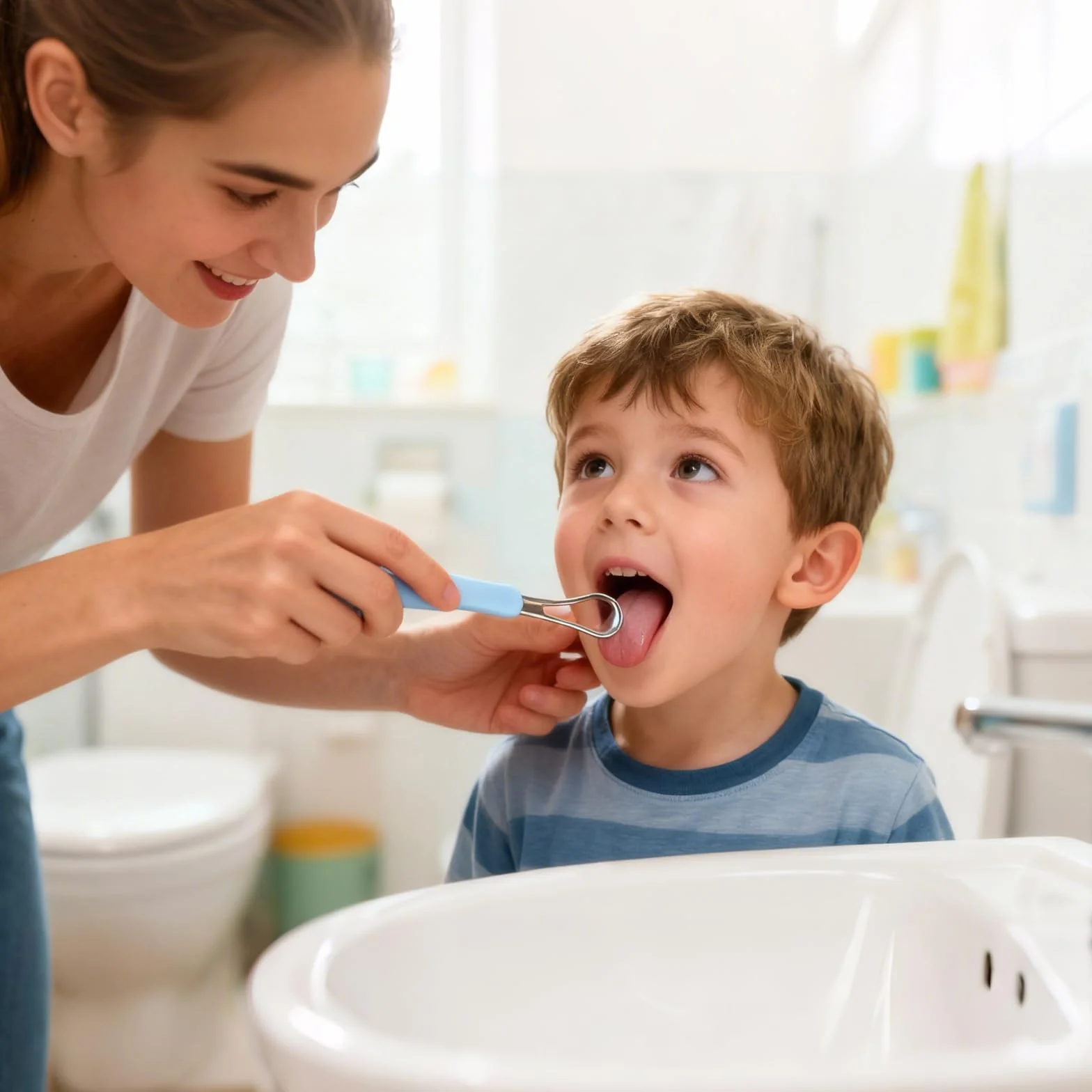 Raschietto Lingua Acciaio Inox 2 Pezzi Pulisci Lingua per Adulti Bambini