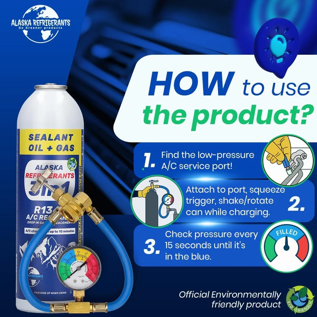 4 x Alaska Refrigerants 3in1 R134a Refrigerante sostitutivo con olio PAG 100 e sigillanti