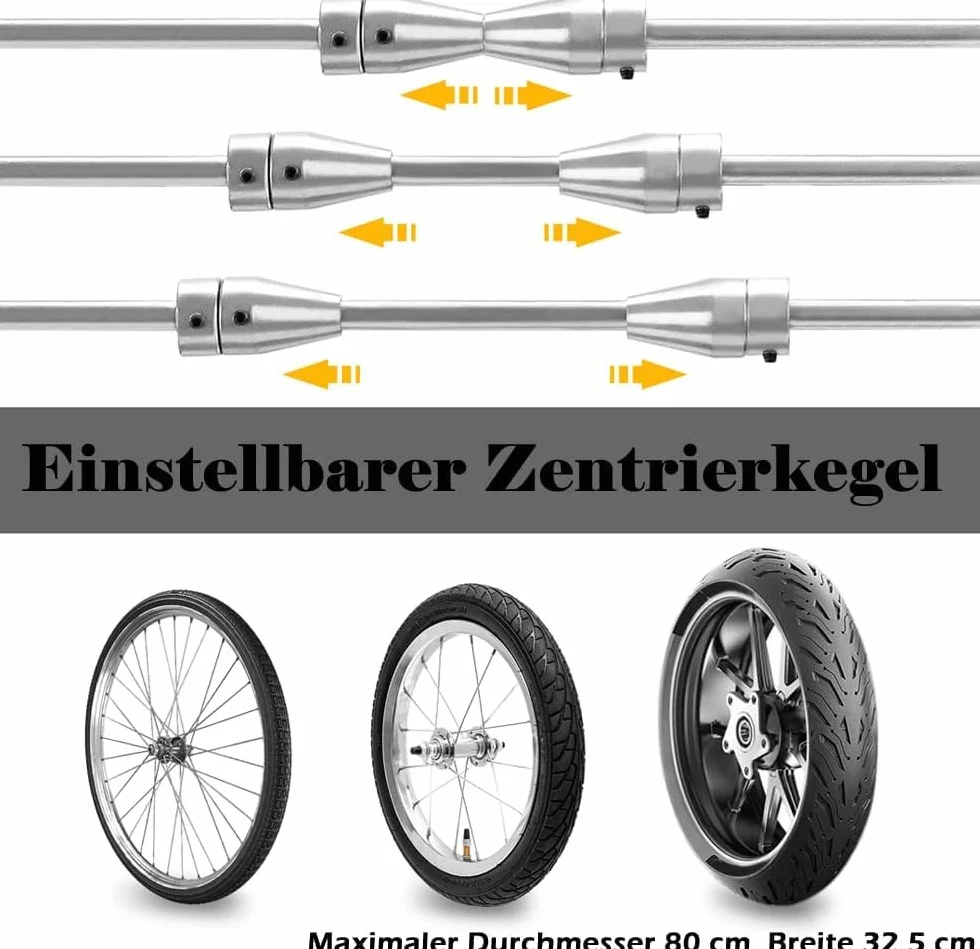 FIVMEN Macchina equilibratrice per pneumatici moto, dispositivo equilibrante per cerchi motociclistici con 4 gambe di supporto e livella ad acqua, macchina equilibratrice per cerchi, equilibratrice