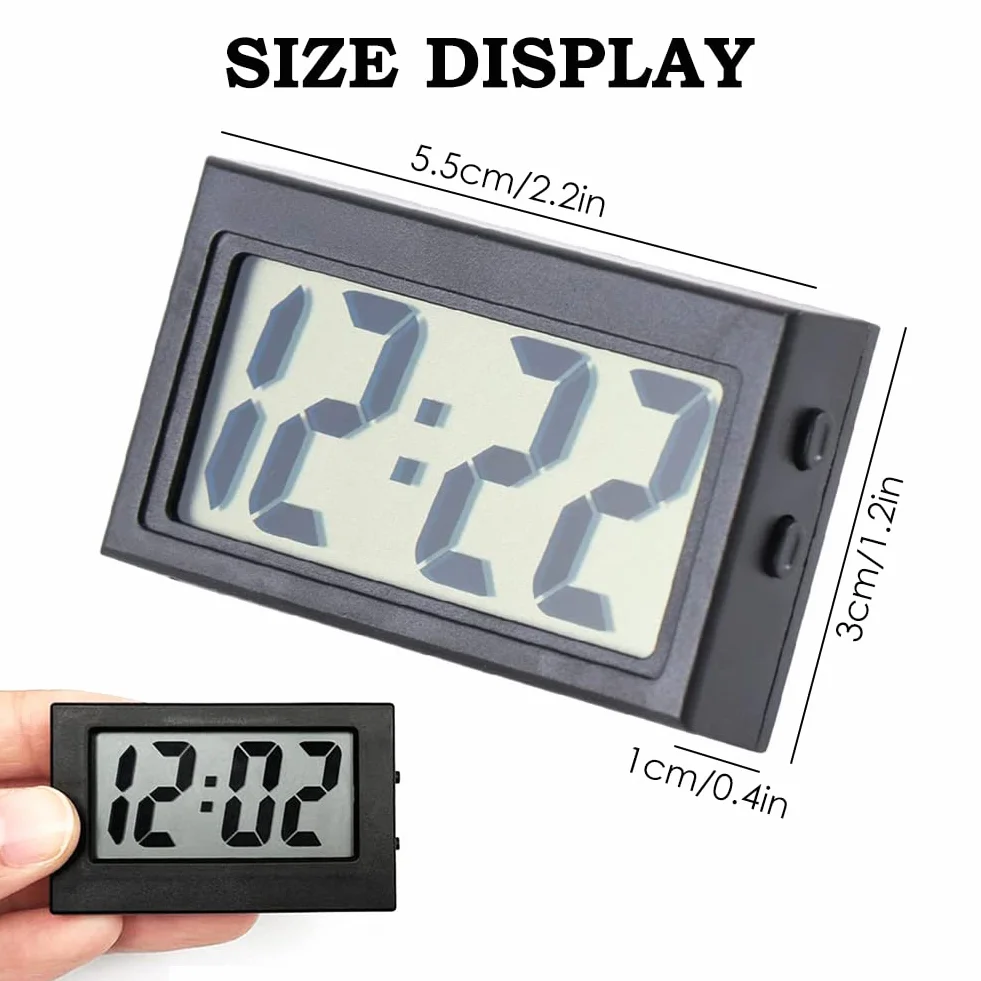 Orologio Digitale LCD da Cruscotto per Auto, Mini Orologio Auto, Nero
