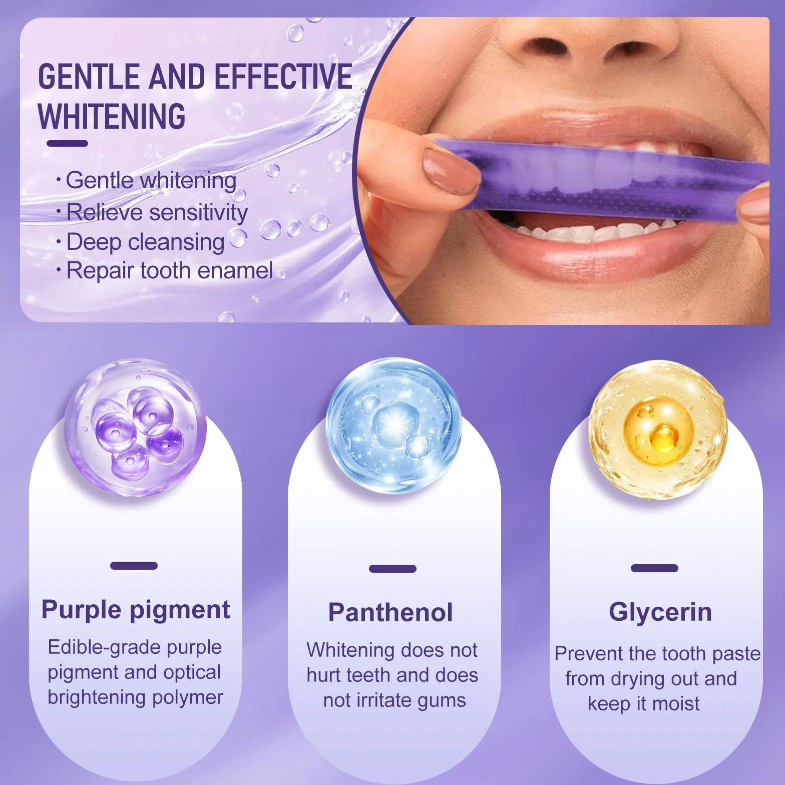 Strisce Sbiancanti Denti Viola 14pcs, Kit Sbiancamento Dentali Professionale, Effetto Rapido