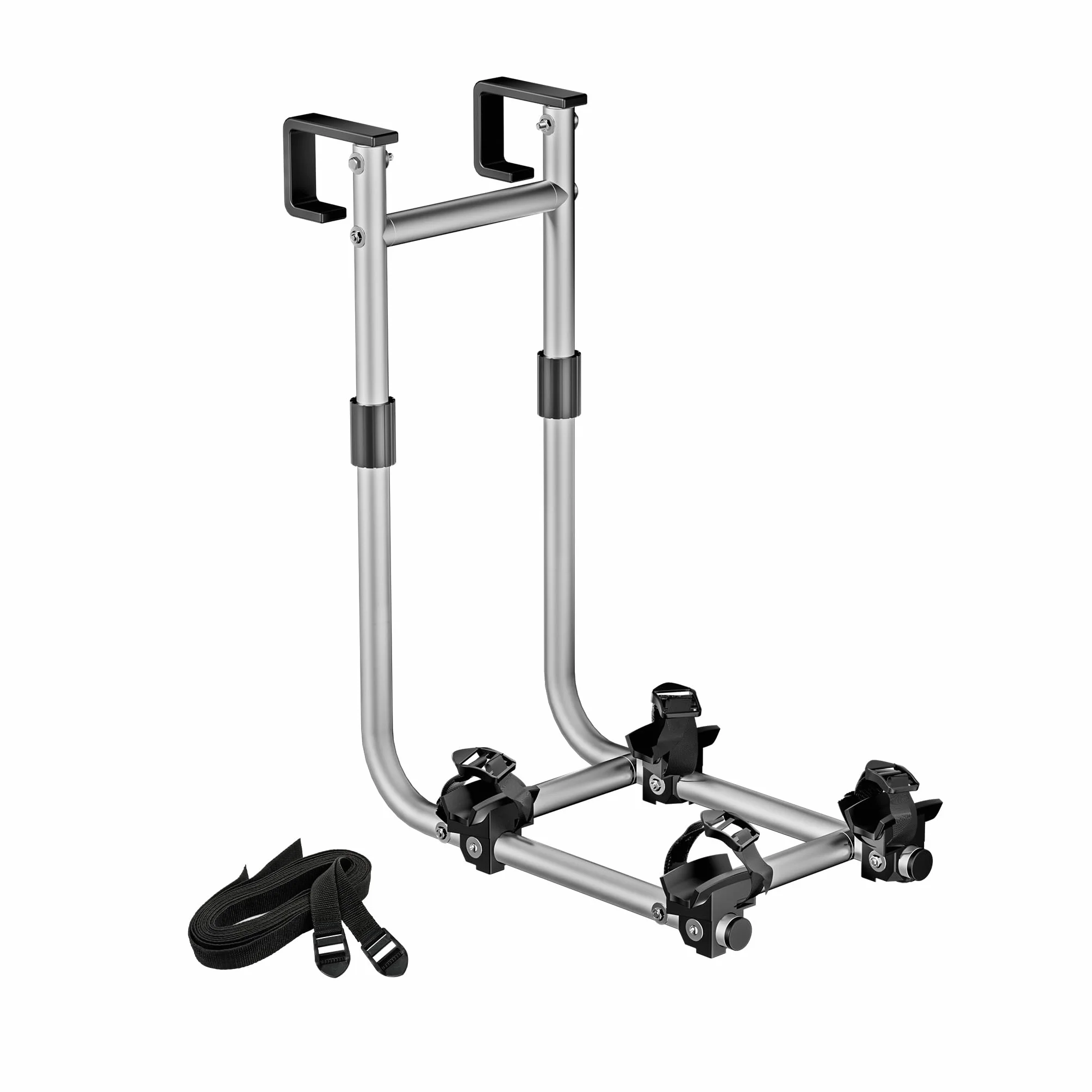 Wiltec Portabici camper per 2 biciclette, portabiciclette da montare alla scaletta, portata fino a 30 kg, in alluminio robusto, universale