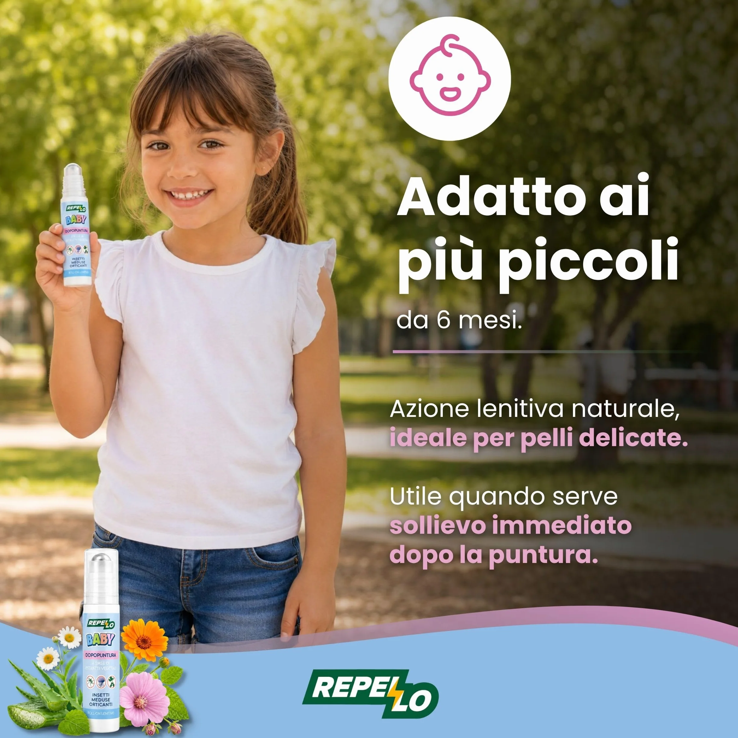 Albagarden Dopopuntura Naturale Baby Roll-On 20ml Gel Lenitivo Antiprurito per Bambini da 6 Mesi